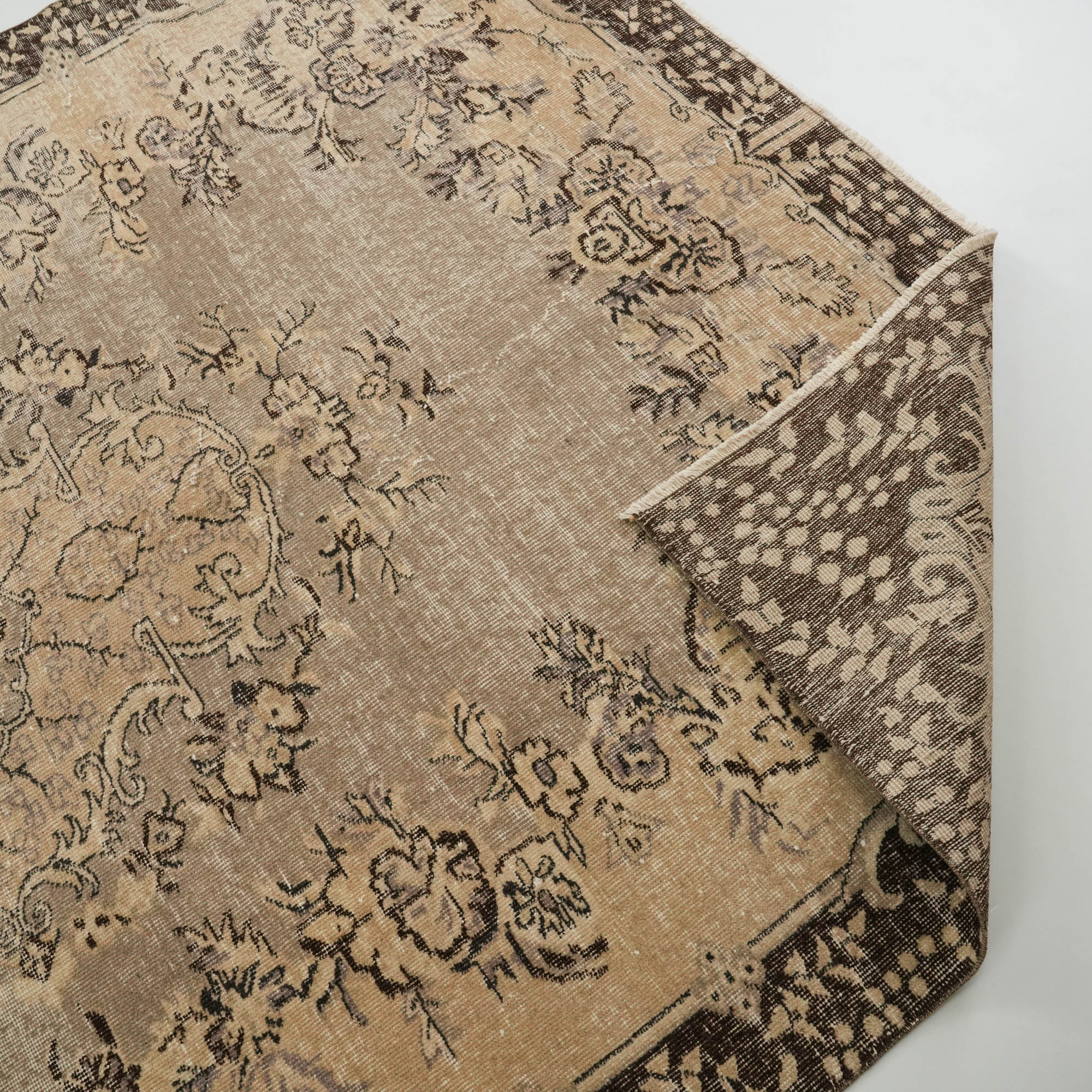 El Dokuma Vintage Patterned Brown Wool Rug