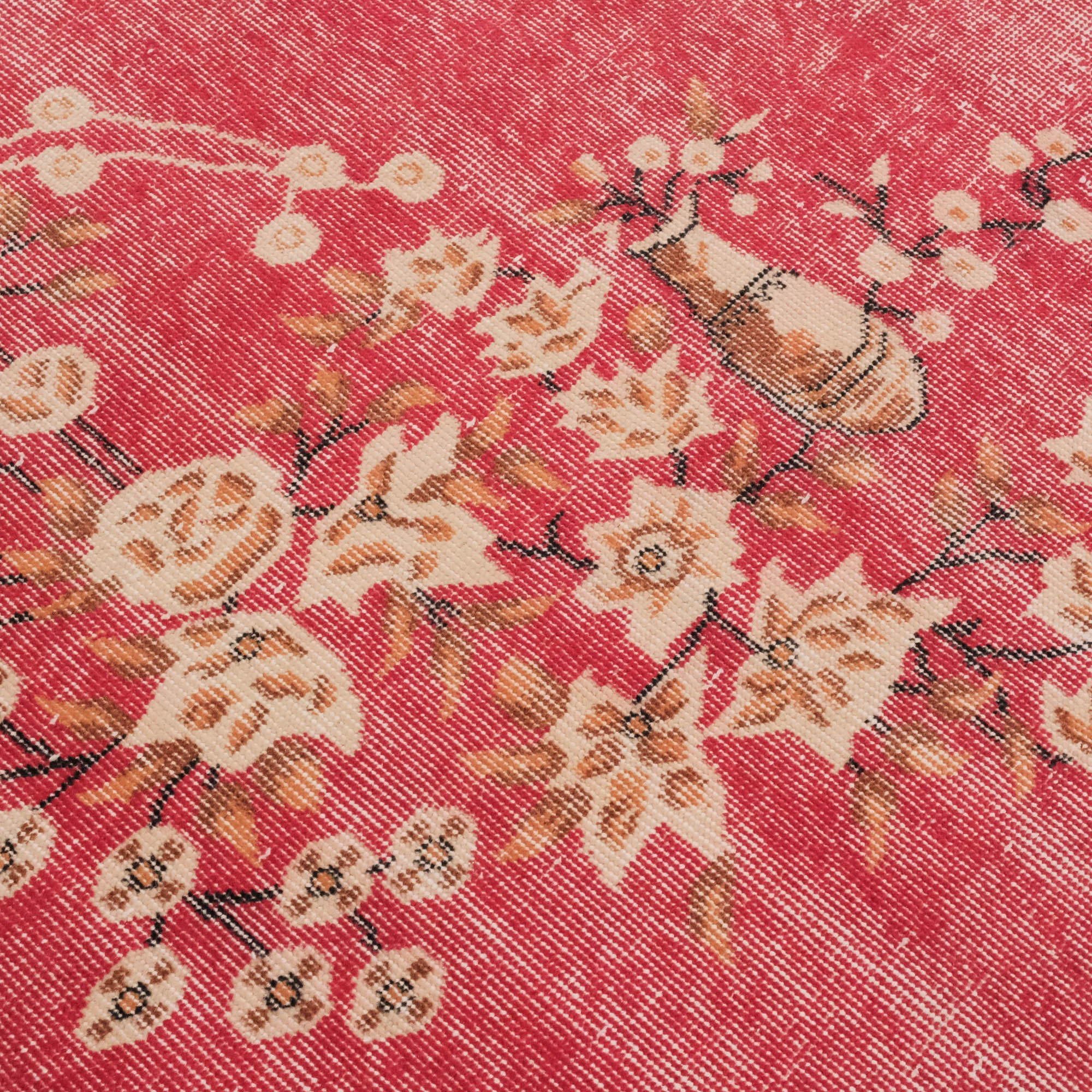 Hand-Woven Vintage Patterned Red Wool Modern Carpet