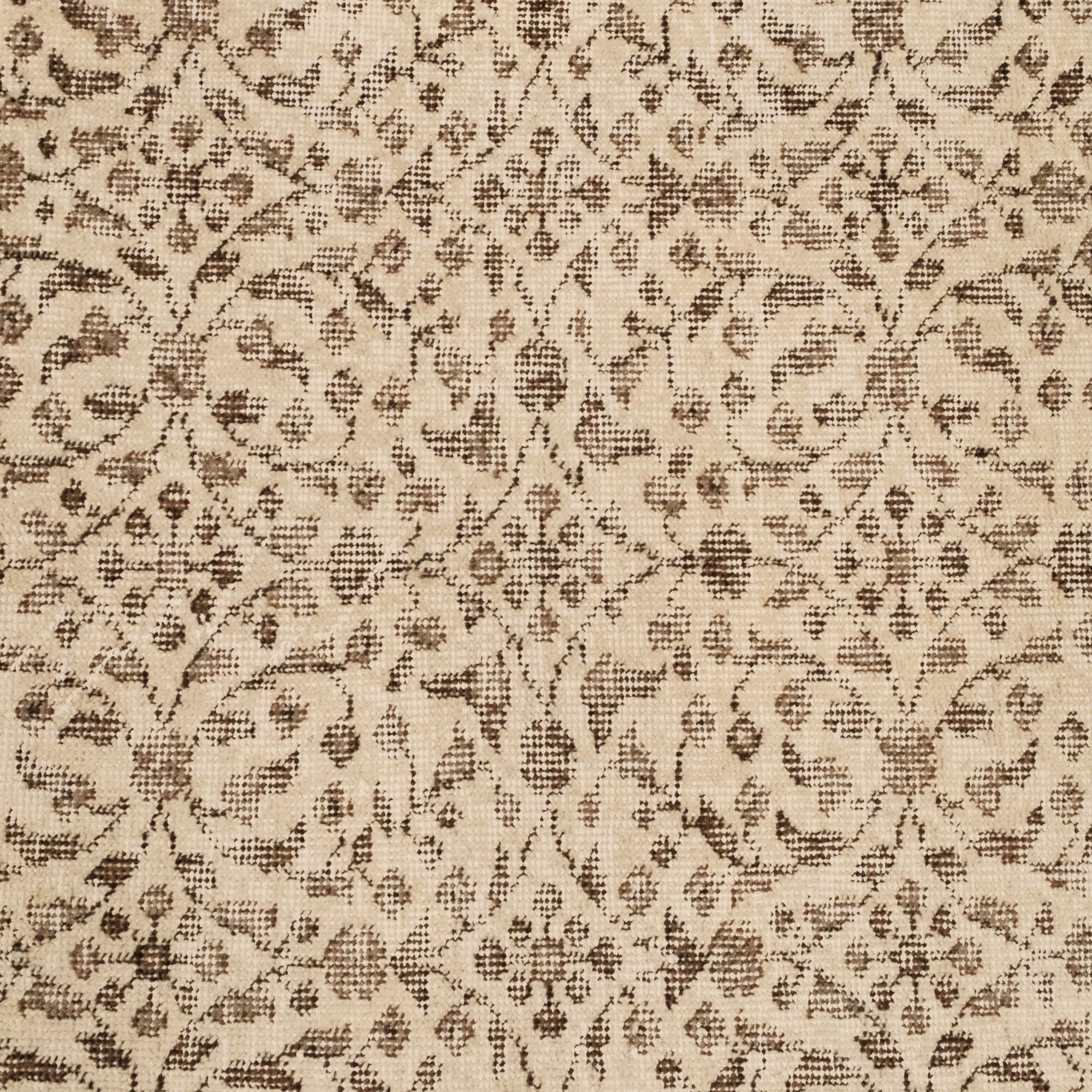 Hand Woven Vintage Patterned Cream Wool Carpet