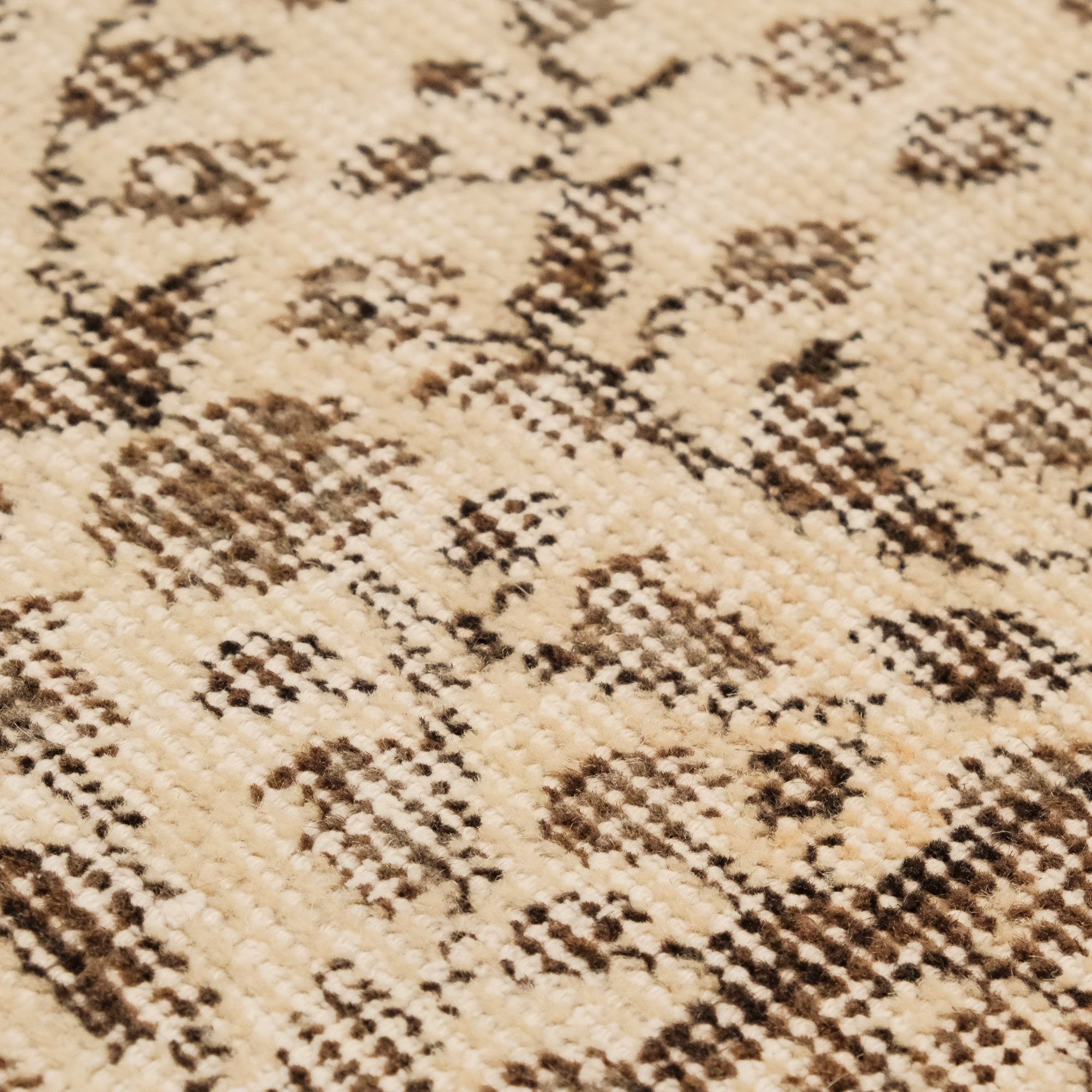 Hand Woven Vintage Patterned Cream Wool Carpet