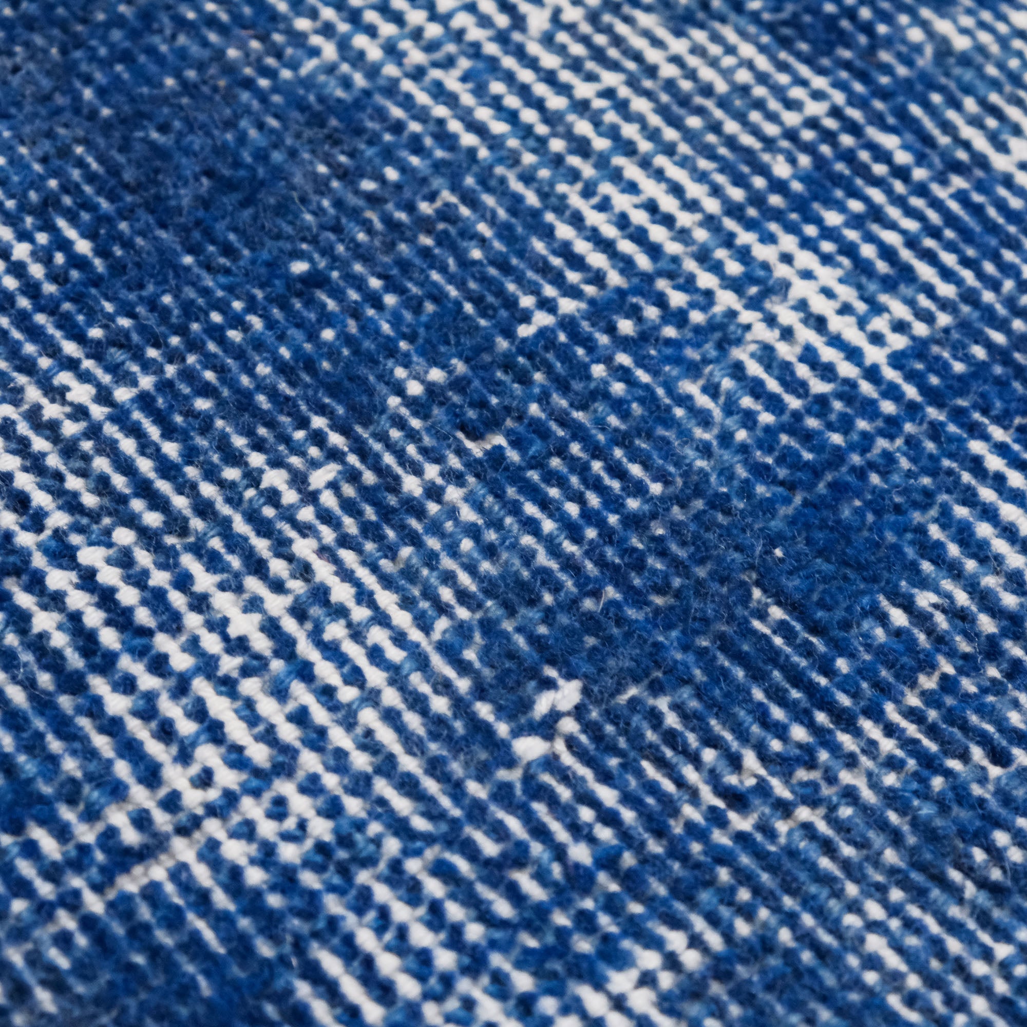 Hand-Woven Vintage Patterned Navy Blue Wool Carpet