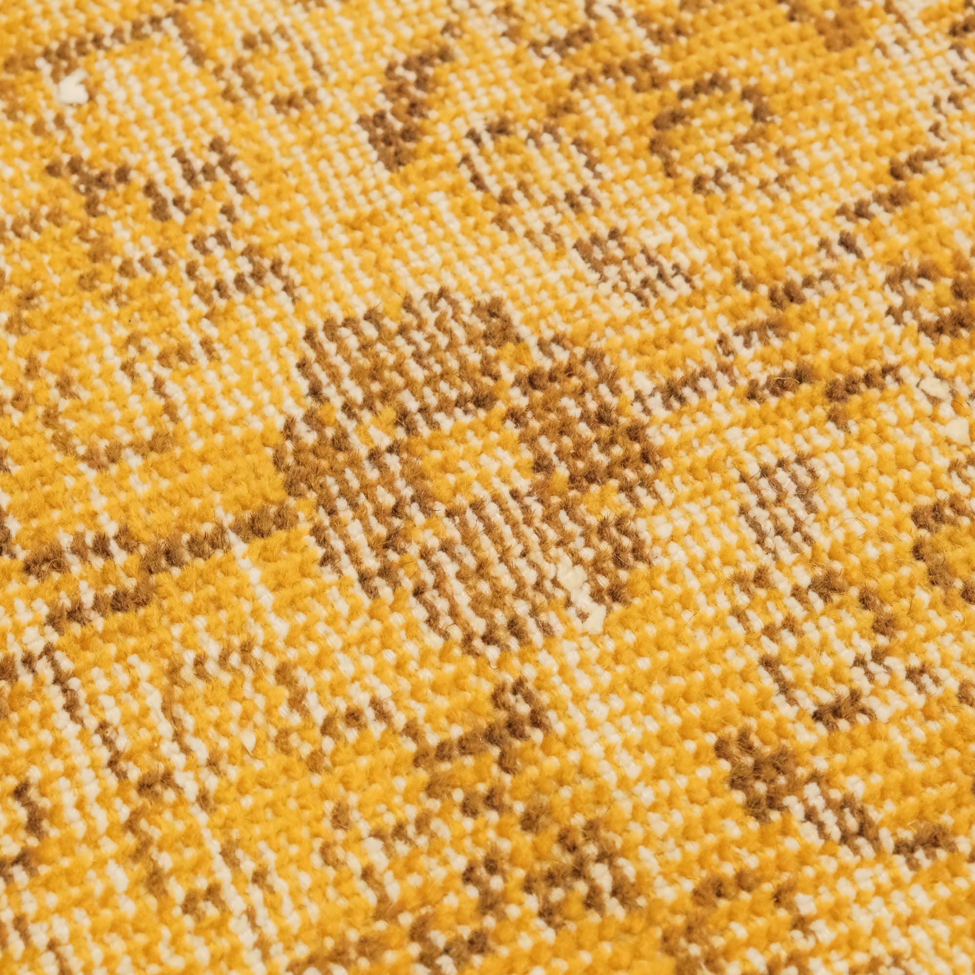 El Dokuma Vintage Desenli Sarı Yün Klasik Halı