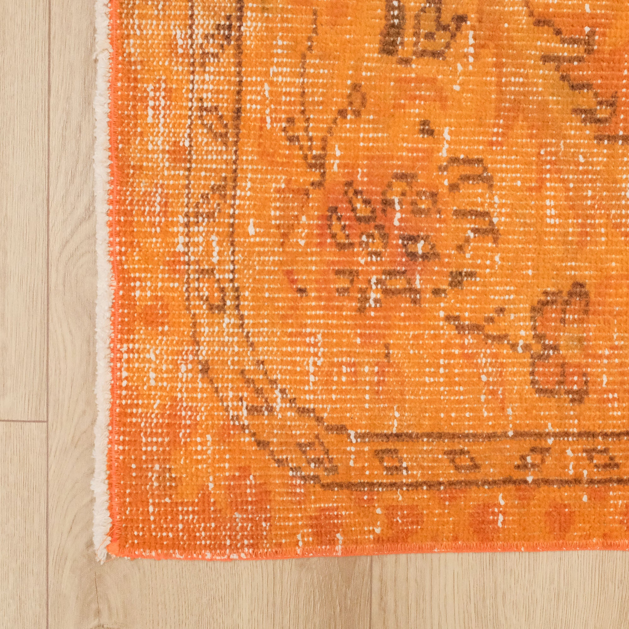 Hand Woven Vintage Patterned Orange Wool Classic Carpet