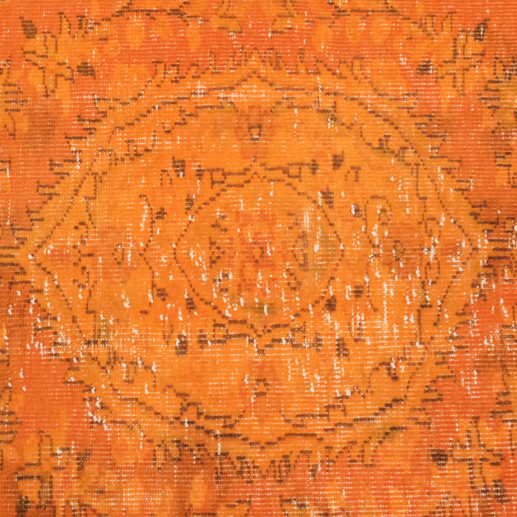 Hand Woven Vintage Patterned Orange Wool Classic Carpet