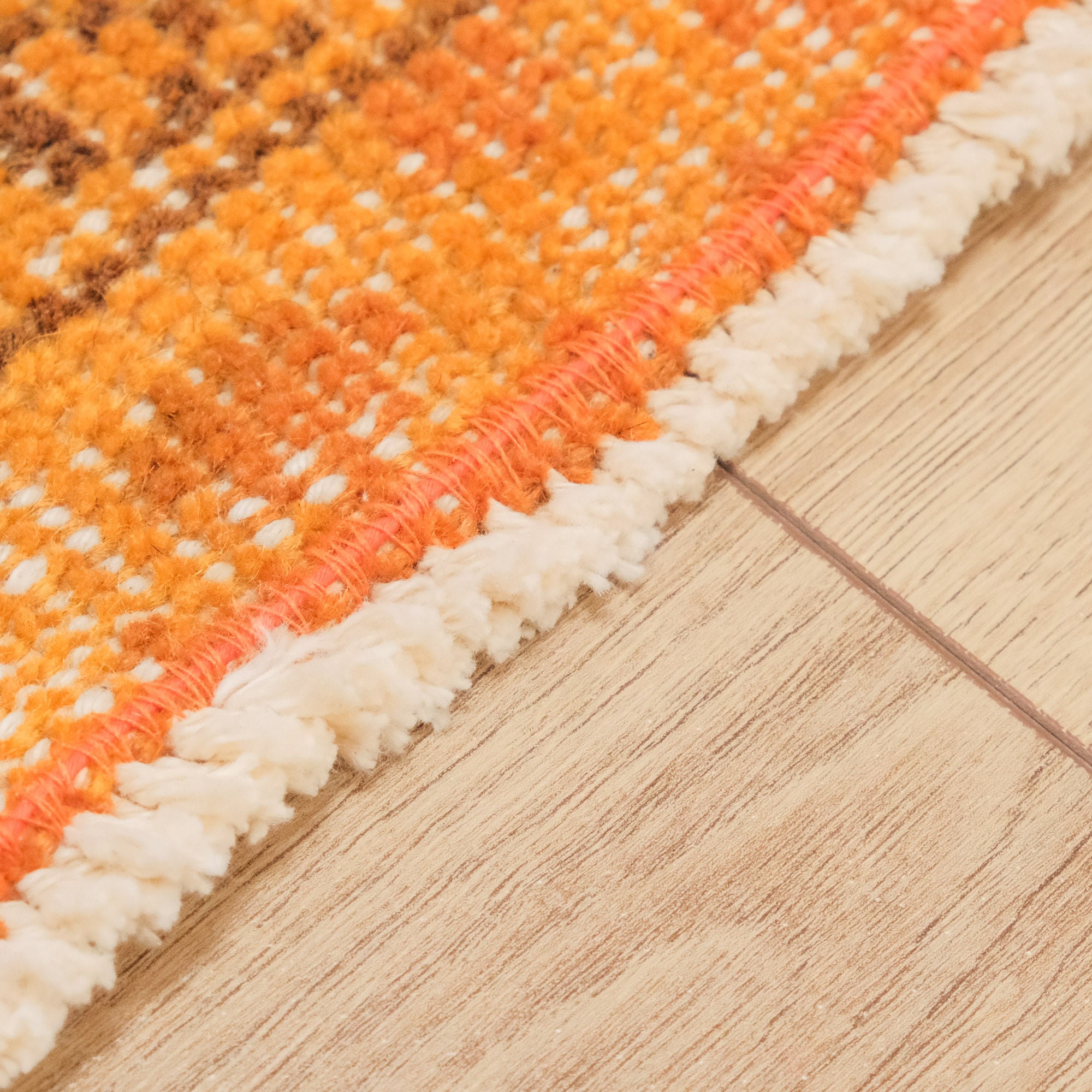 Hand Woven Vintage Patterned Orange Wool Classic Carpet