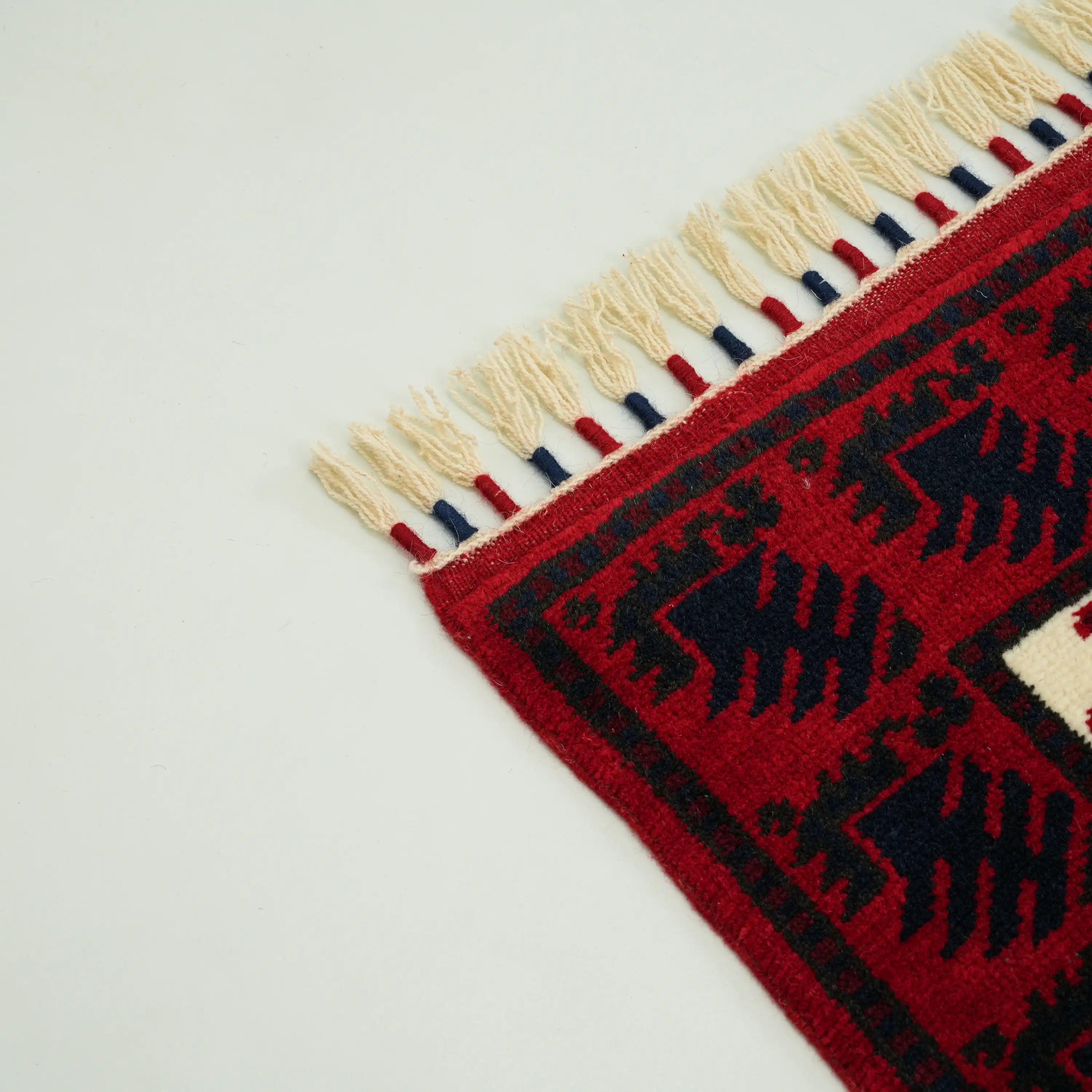 Handwoven Yağcıbedir Pattern Cream Wool Ethnic Rug