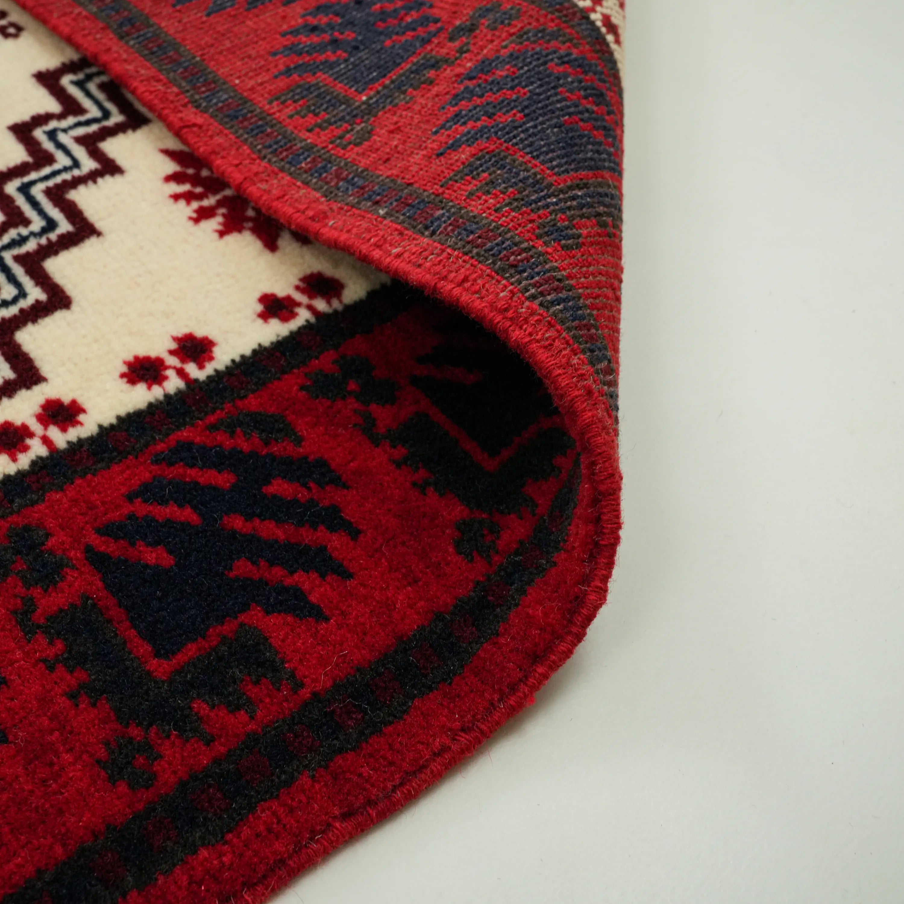 Handwoven Yağcıbedir Pattern Cream Wool Ethnic Rug