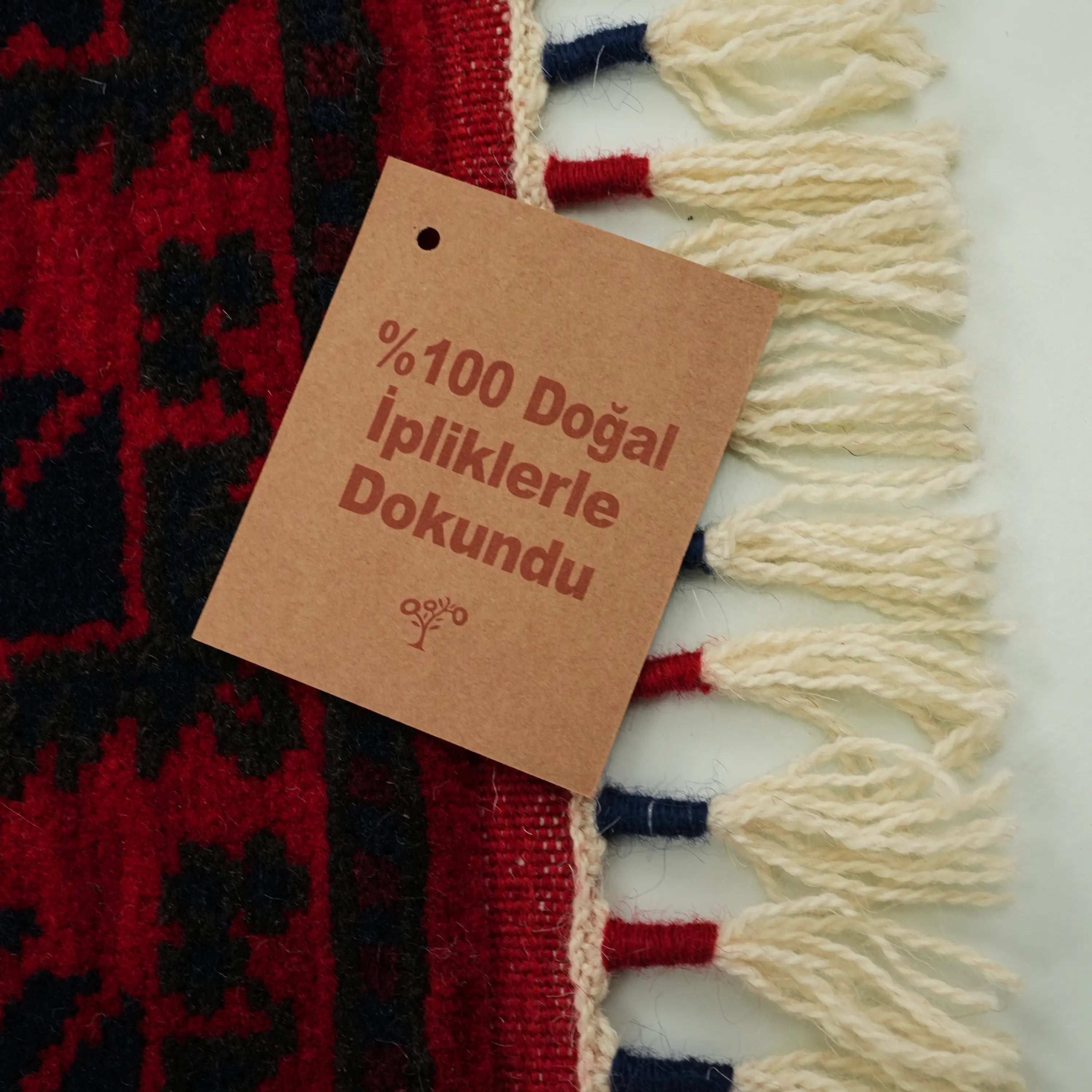 Handwoven Yağcıbedir Pattern Cream Wool Ethnic Rug