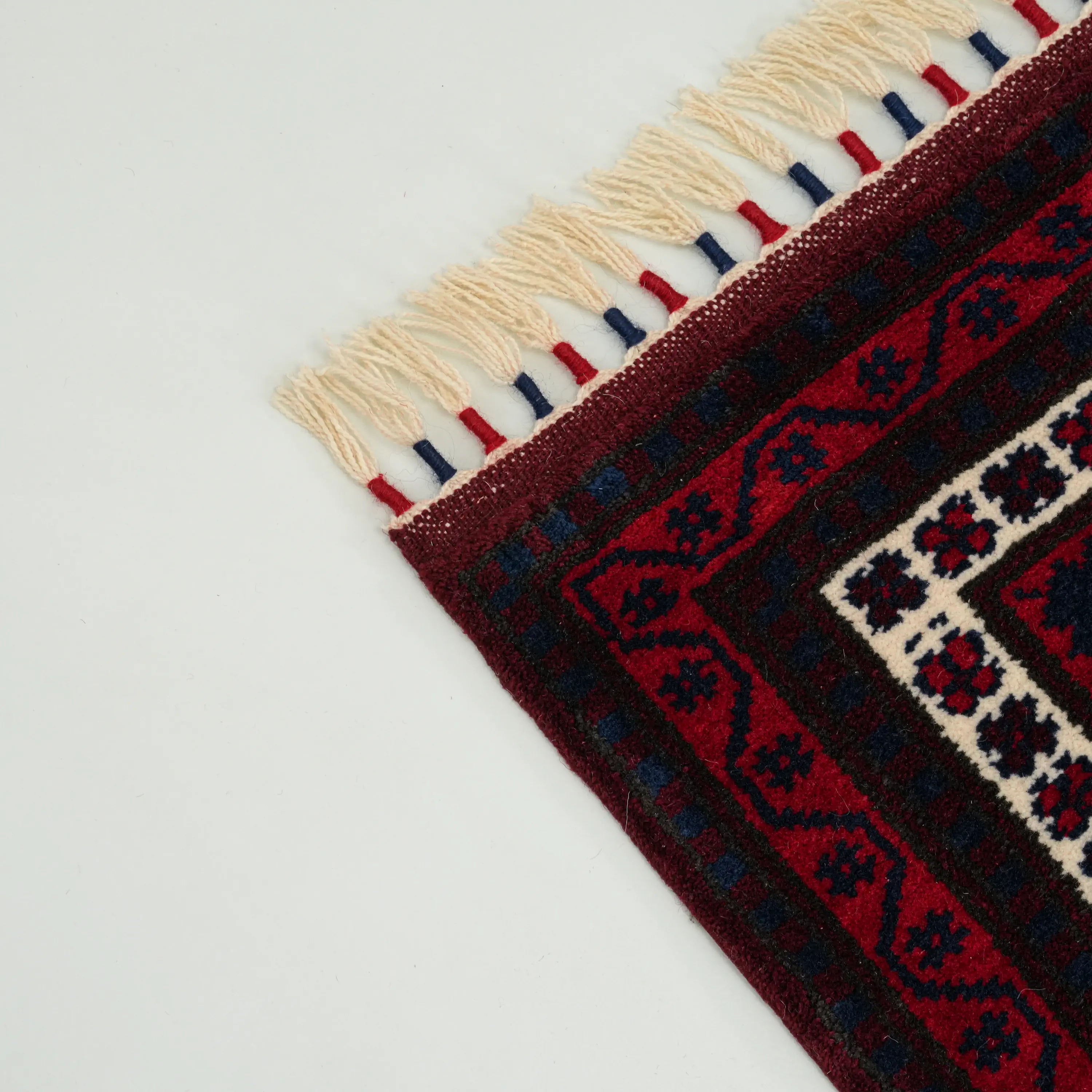 Handwoven Yağcıbedir Patterned Navy Wool Ethnic Rug