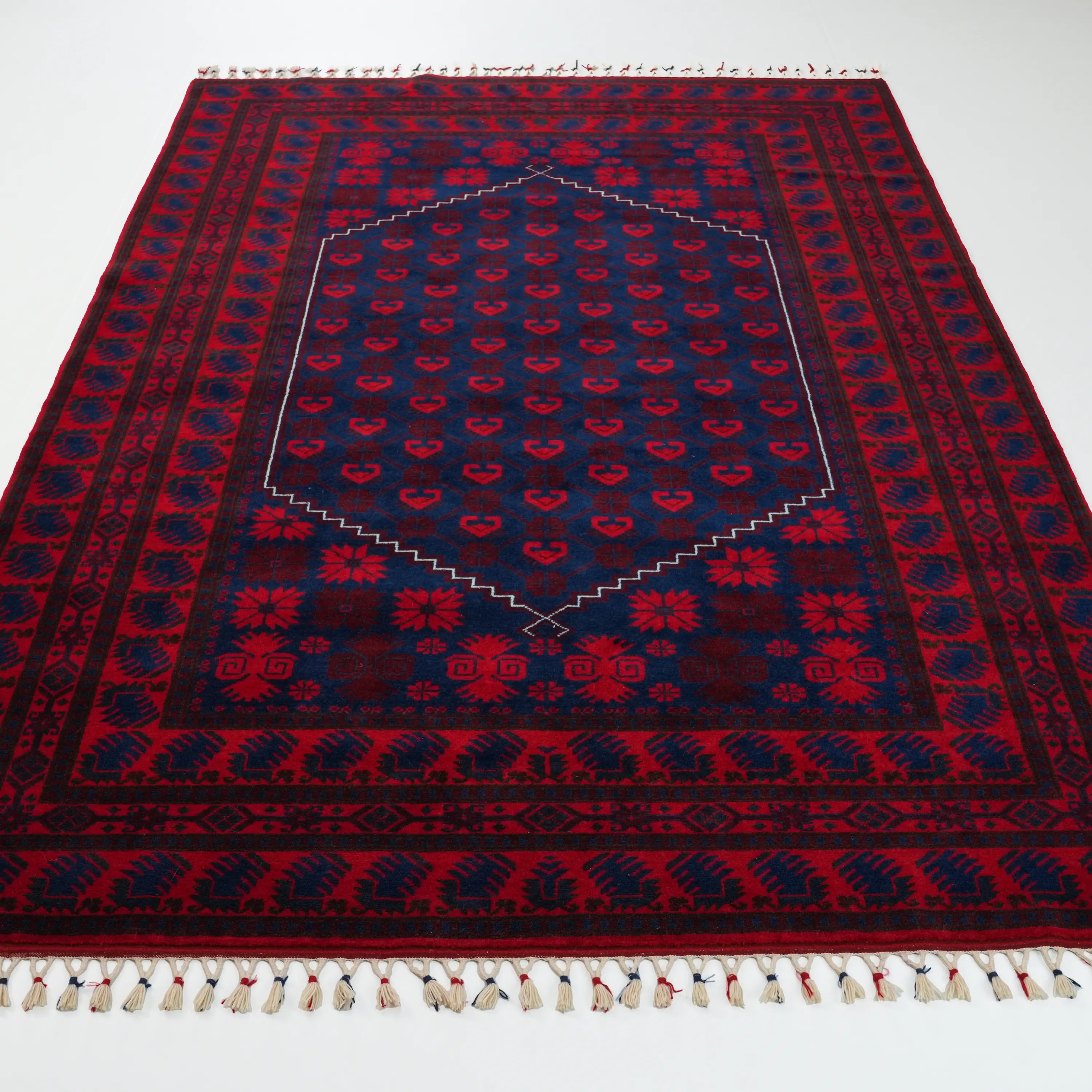 Handwoven Yağcıbedir Patterned Navy Wool Rug