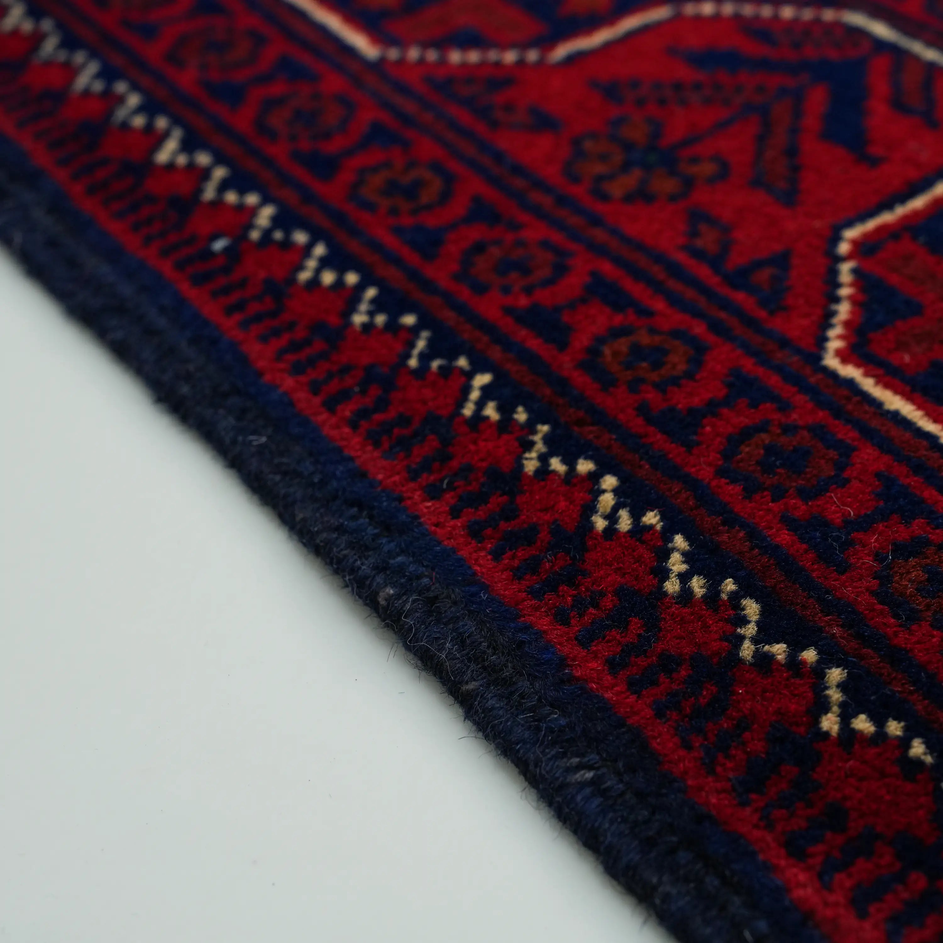 Handwoven Wool Afghan Pattern Burgundy Khamyap Rug