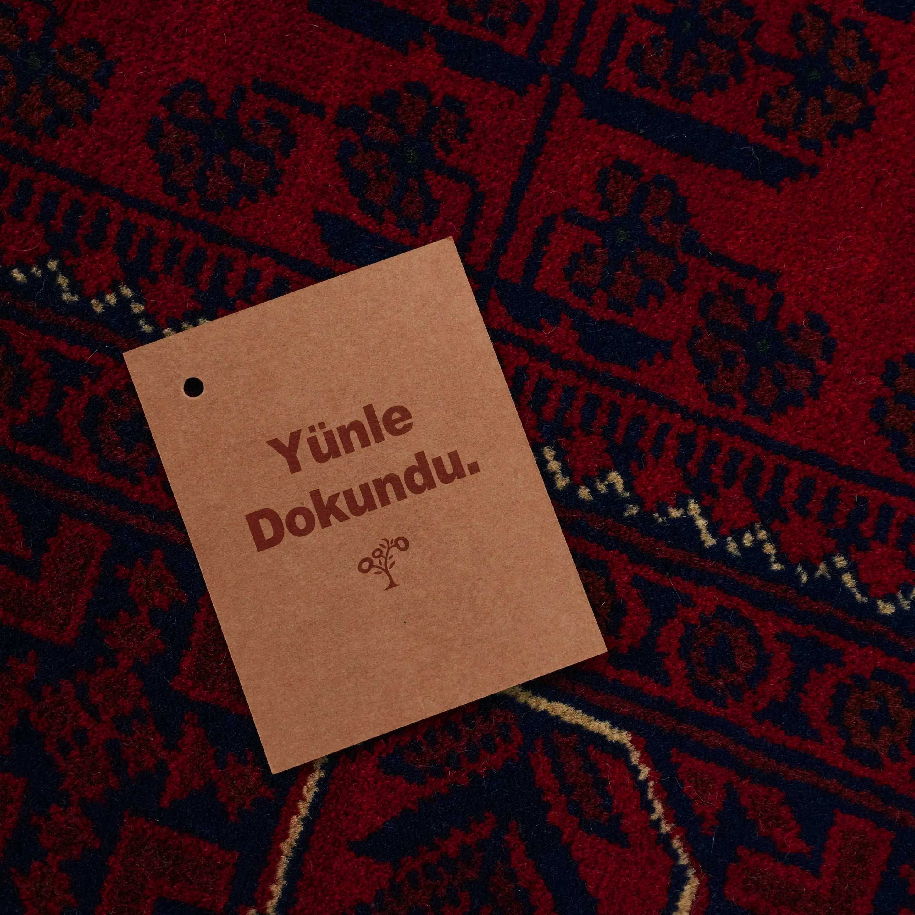 Handwoven Wool Afghan Pattern Burgundy Khamyap Rug