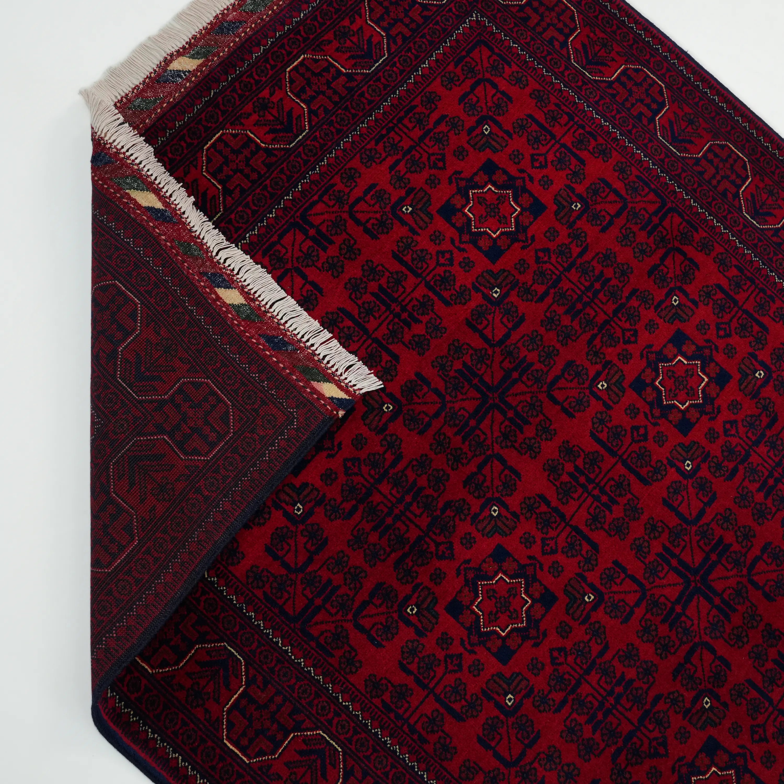 Handwoven Wool Afghan Pattern Burgundy Khamyap Rug