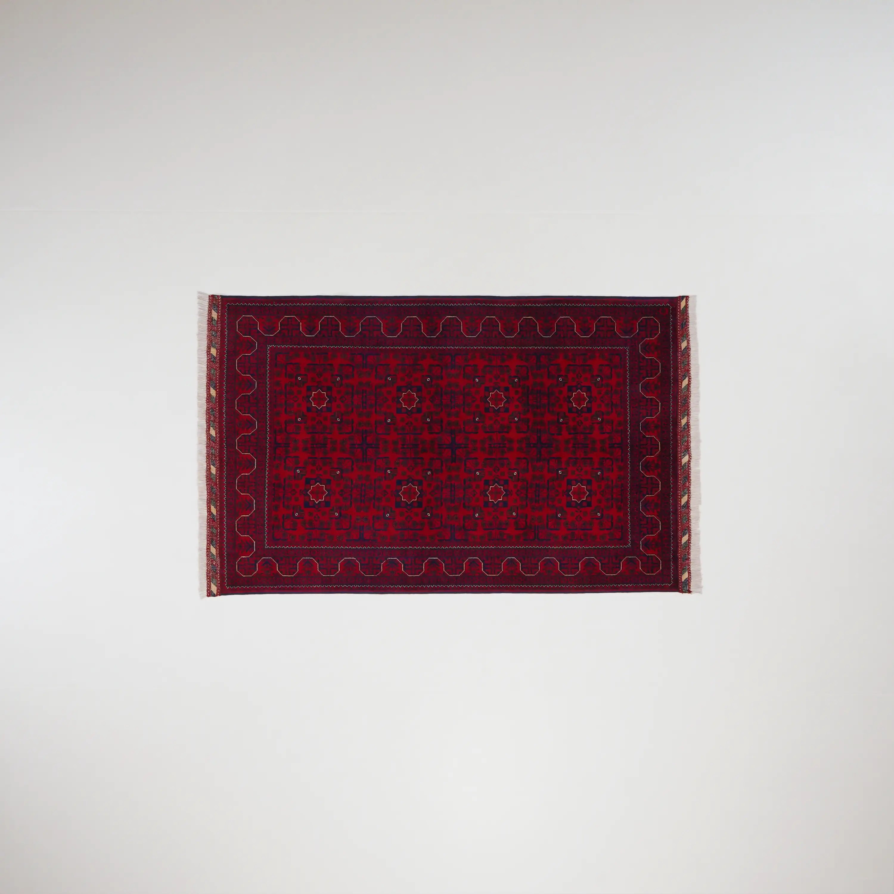 Handwoven Wool Afghan Pattern Burgundy Khamyap Rug