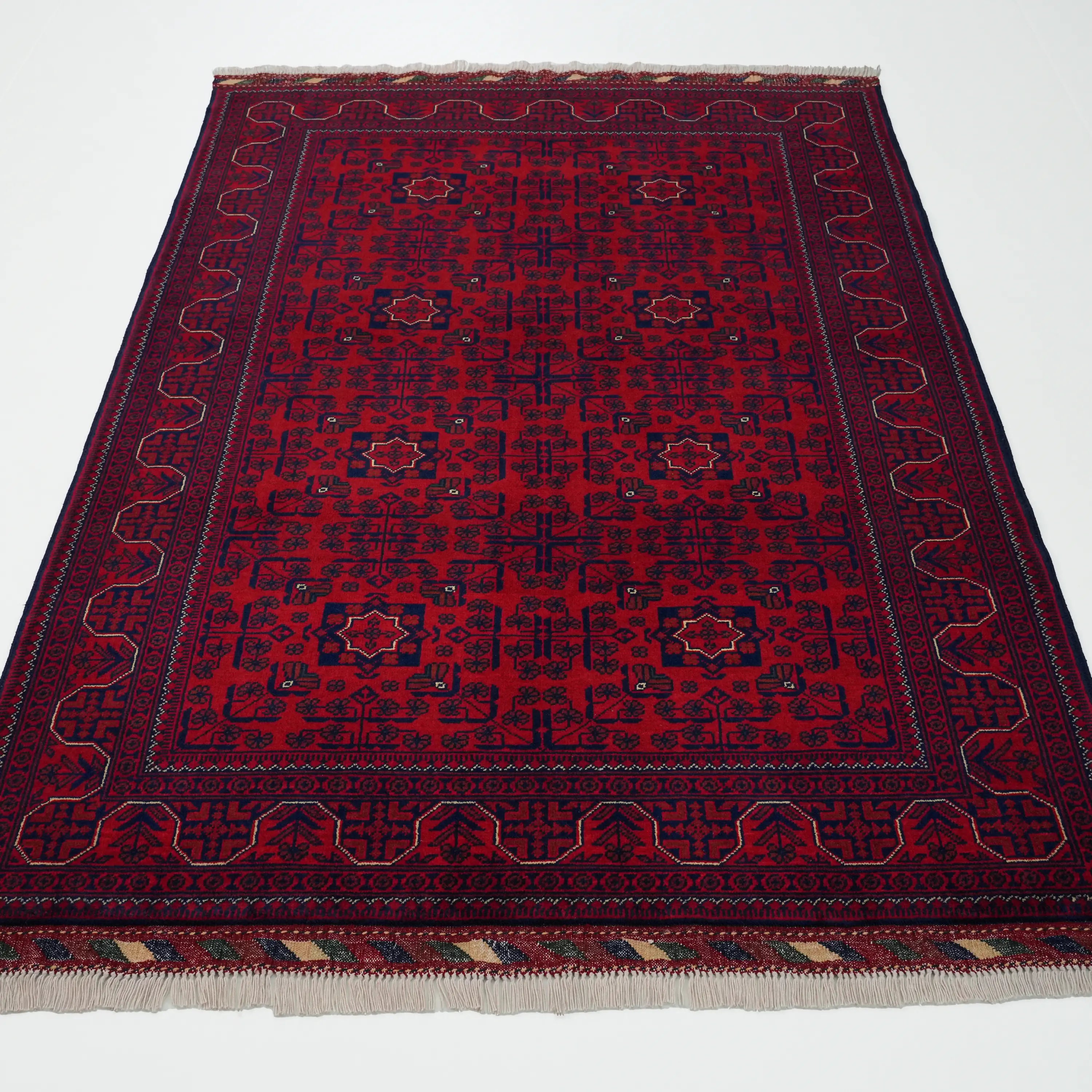 Handwoven Wool Afghan Pattern Burgundy Khamyap Rug