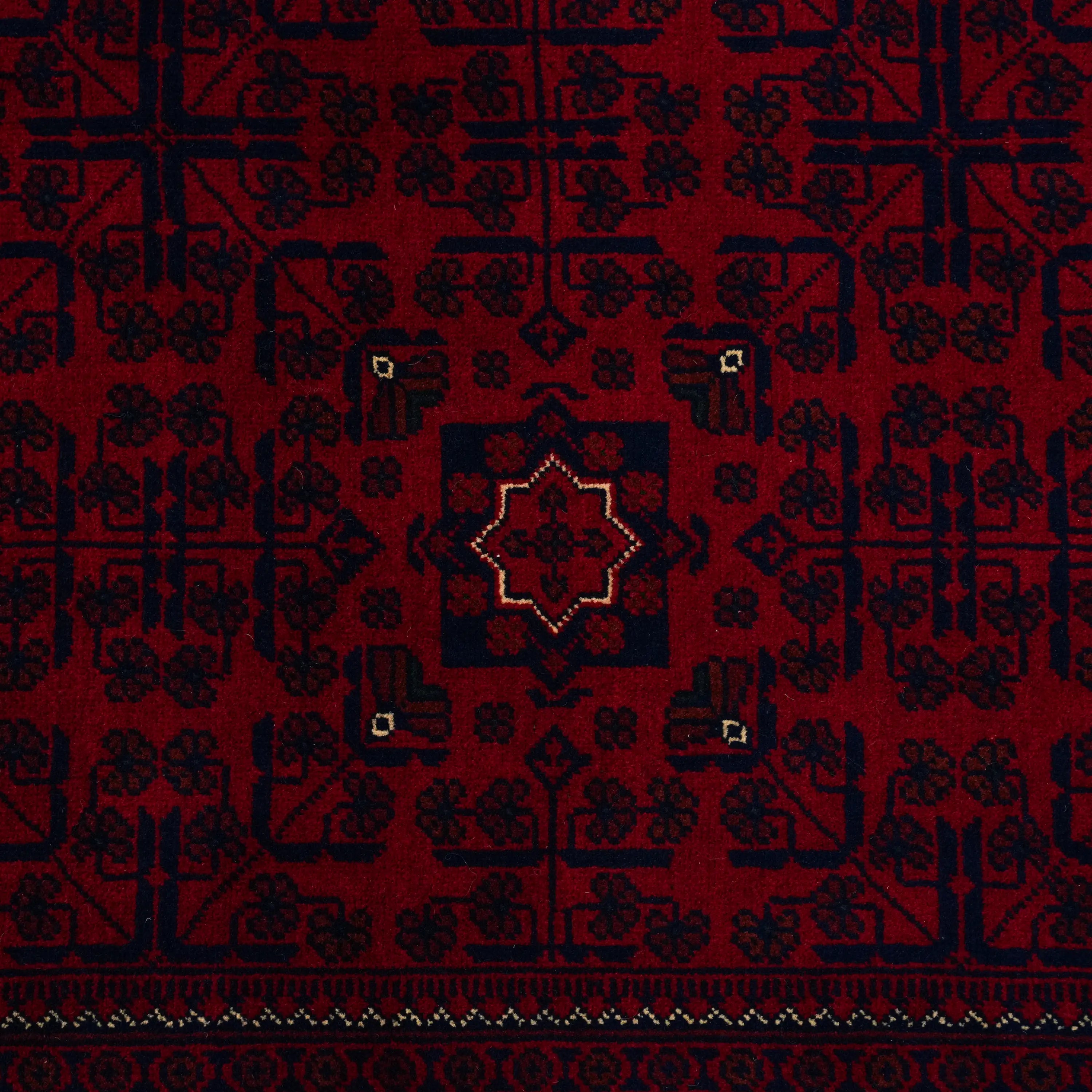 Handwoven Wool Afghan Pattern Burgundy Khamyap Rug
