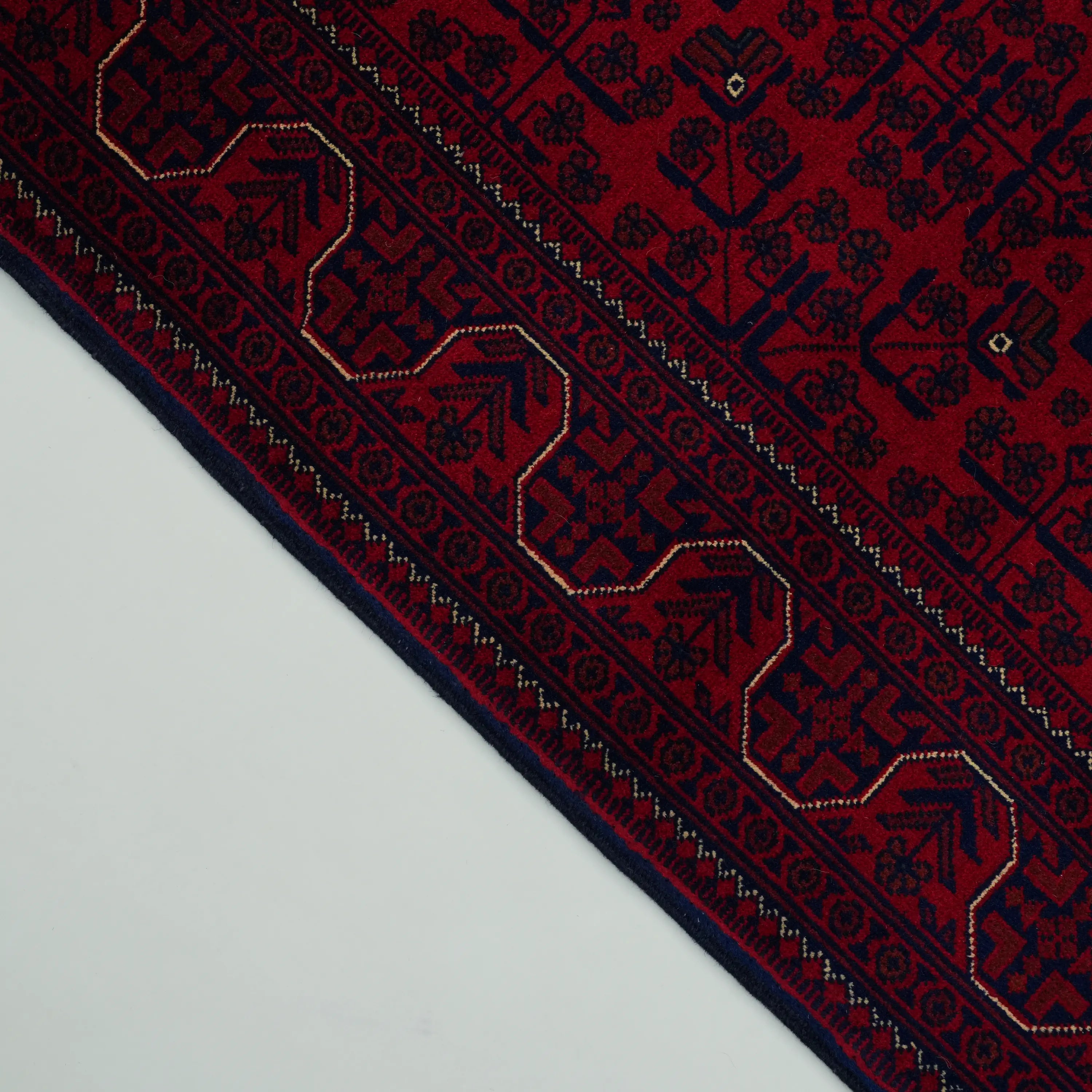 Handwoven Wool Afghan Pattern Burgundy Khamyap Rug