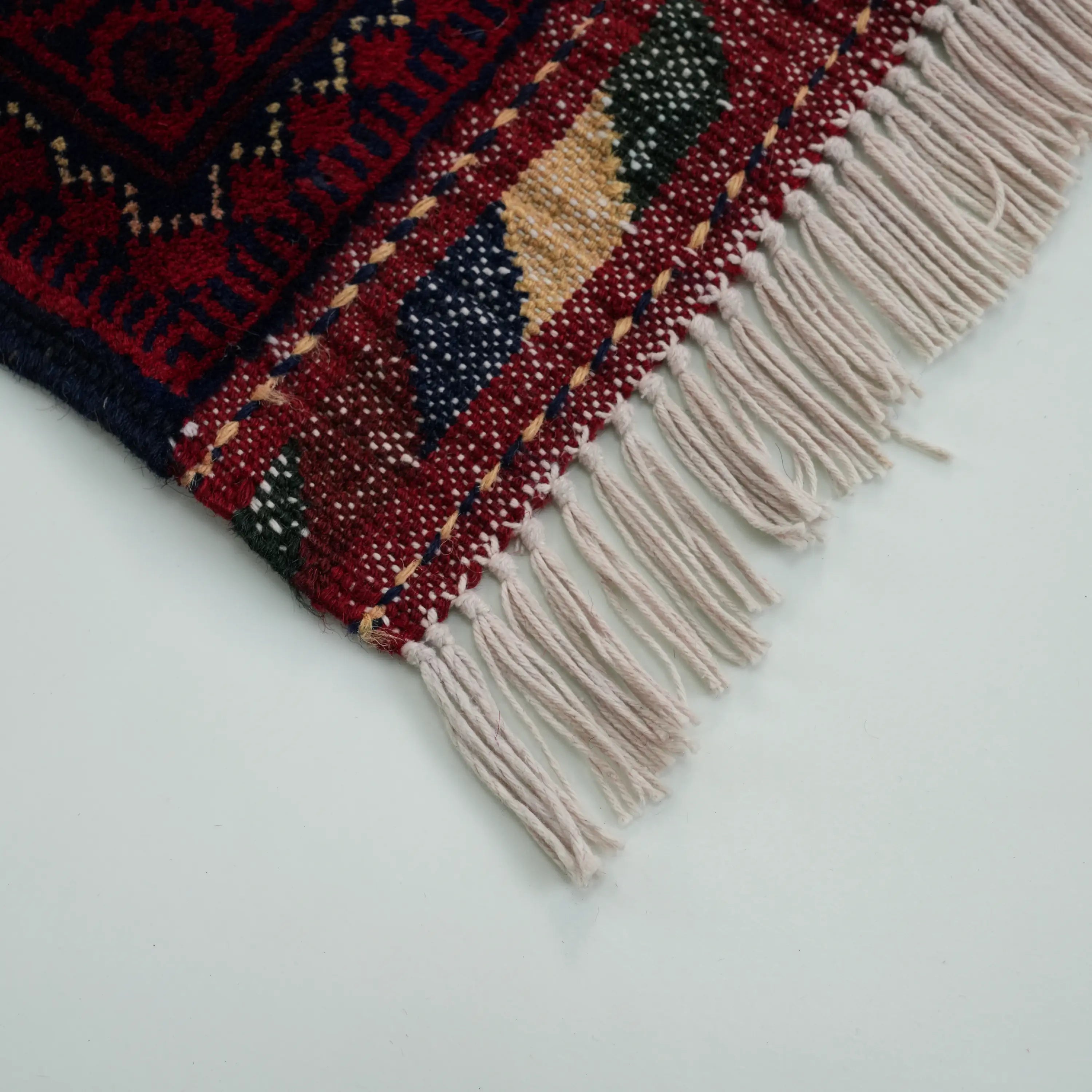 Handwoven Wool Afghan Pattern Burgundy Khamyap Rug