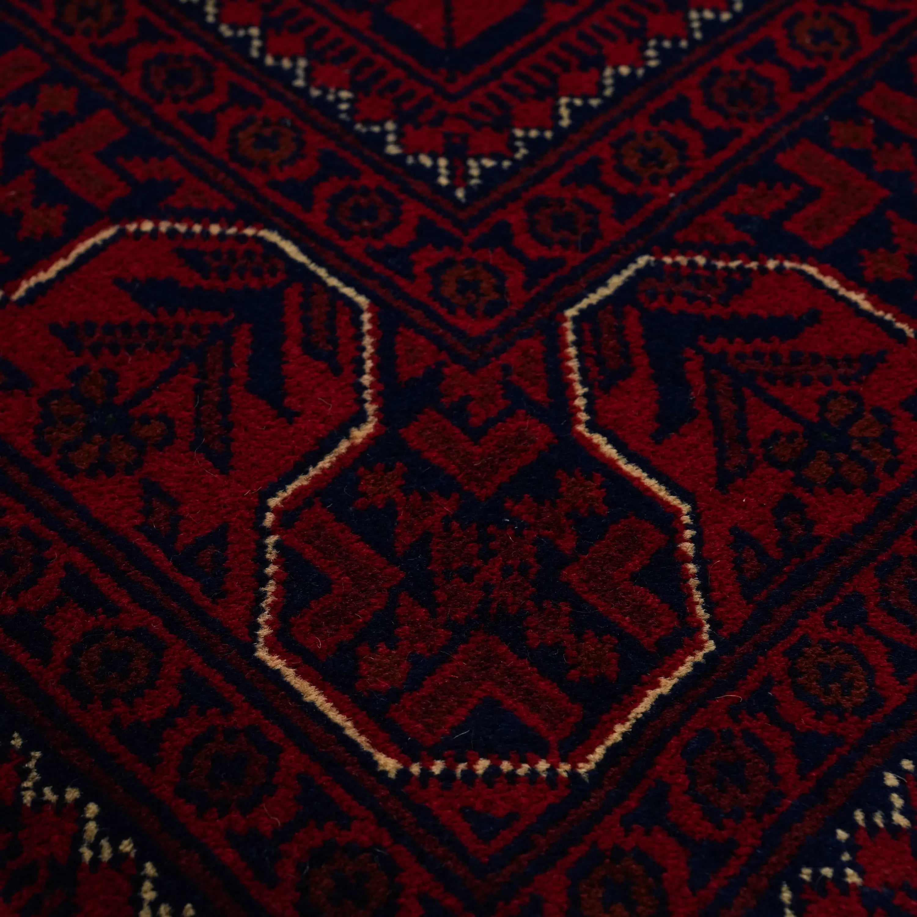 Handwoven Wool Afghan Pattern Burgundy Khamyap Rug
