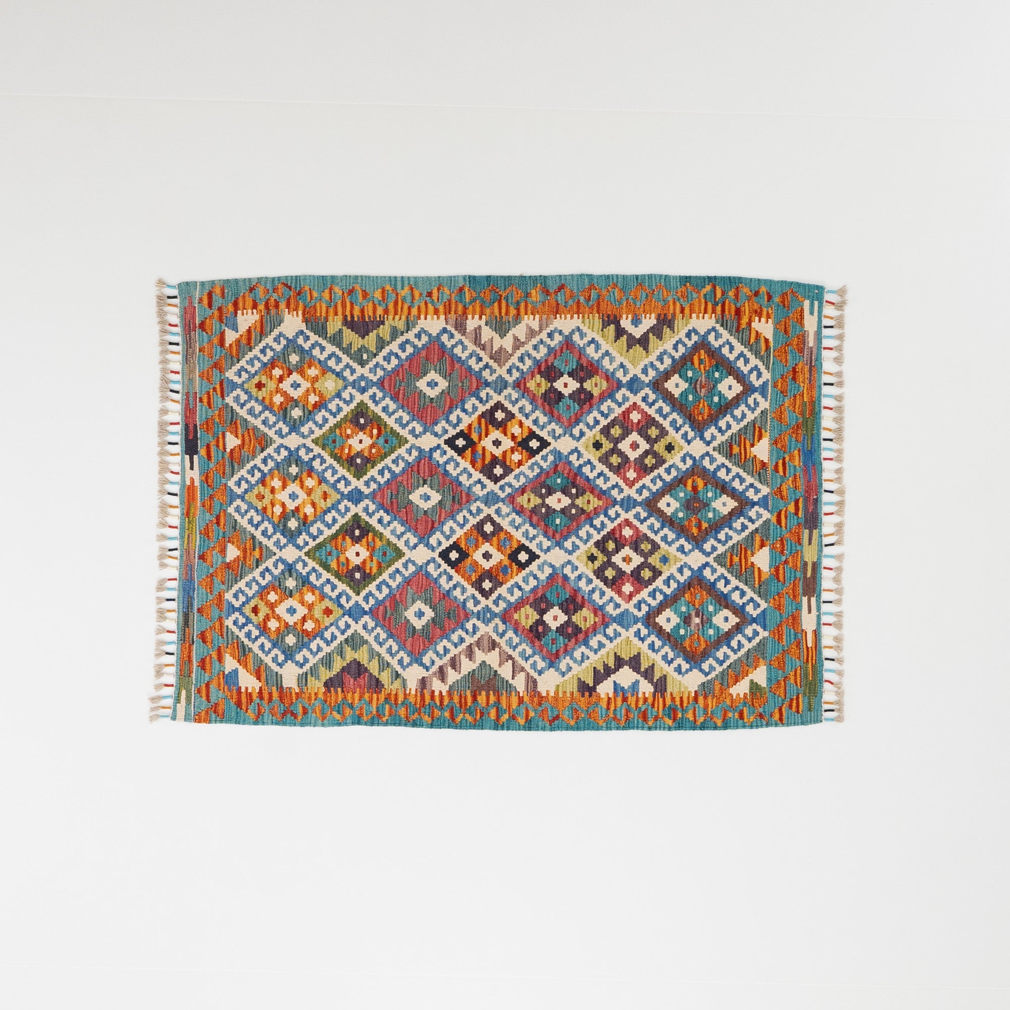 El Dokuma Anadolu Desenli Rengarenk Yün Otantik Kilim