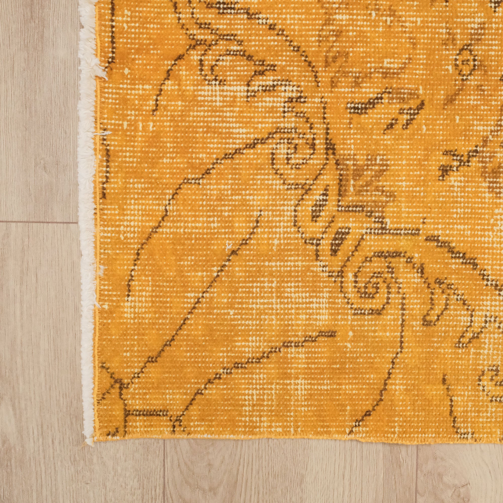 Hand Woven Wool Vintage Patterned Yellow Classic Carpet