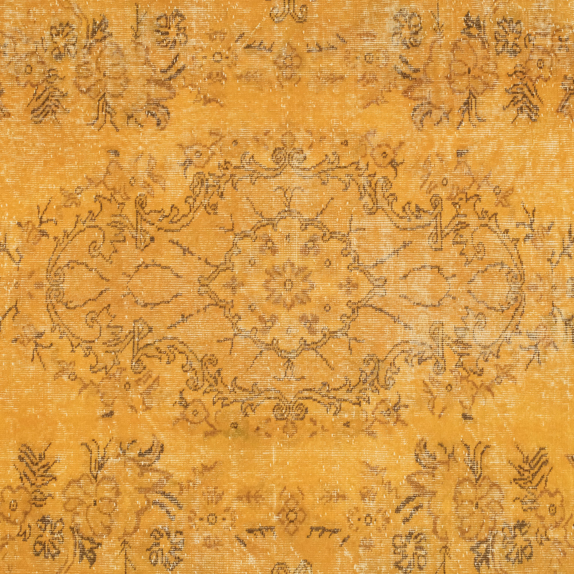 Hand Woven Wool Vintage Patterned Yellow Classic Carpet