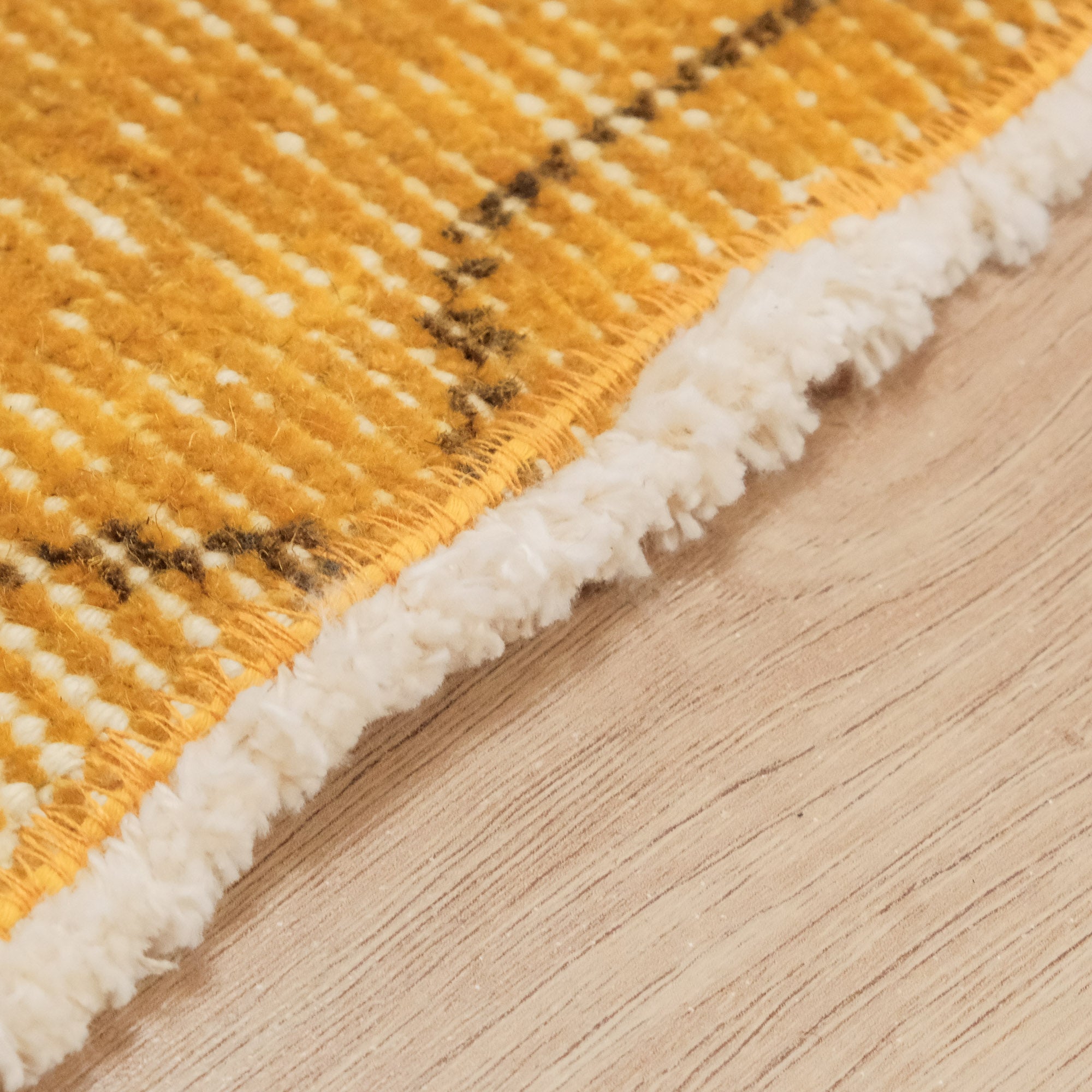 Hand Woven Wool Vintage Patterned Yellow Classic Carpet