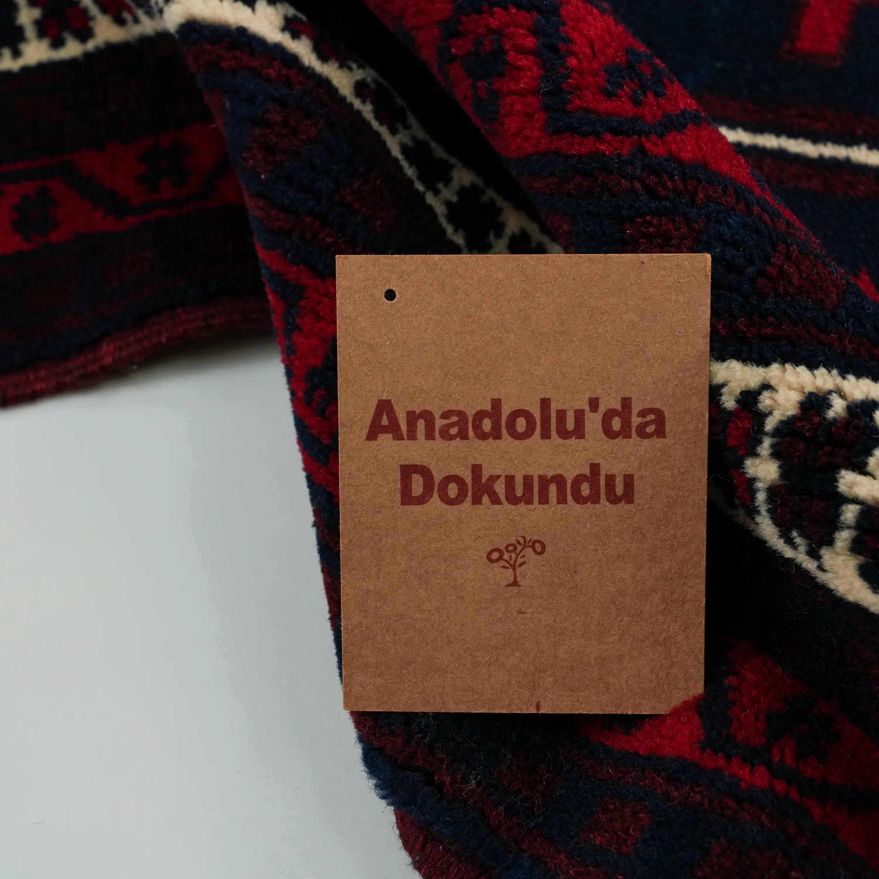 Handwoven Wool Yağcıbedir Patterned Navy Rug