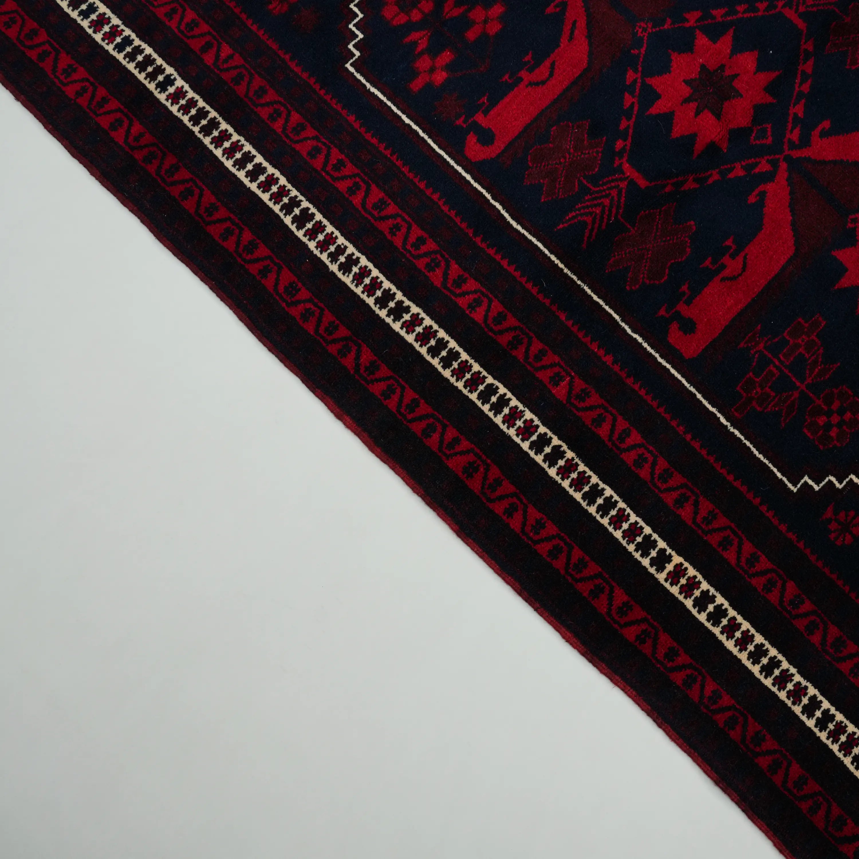 Handwoven Wool Yağcıbedir Patterned Navy Rug