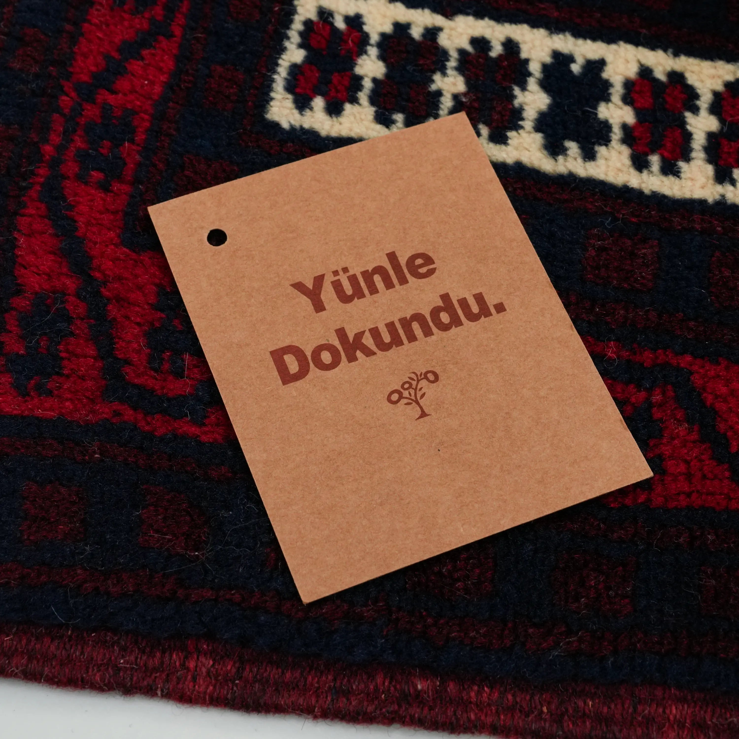 Handwoven Wool Yağcıbedir Patterned Navy Rug