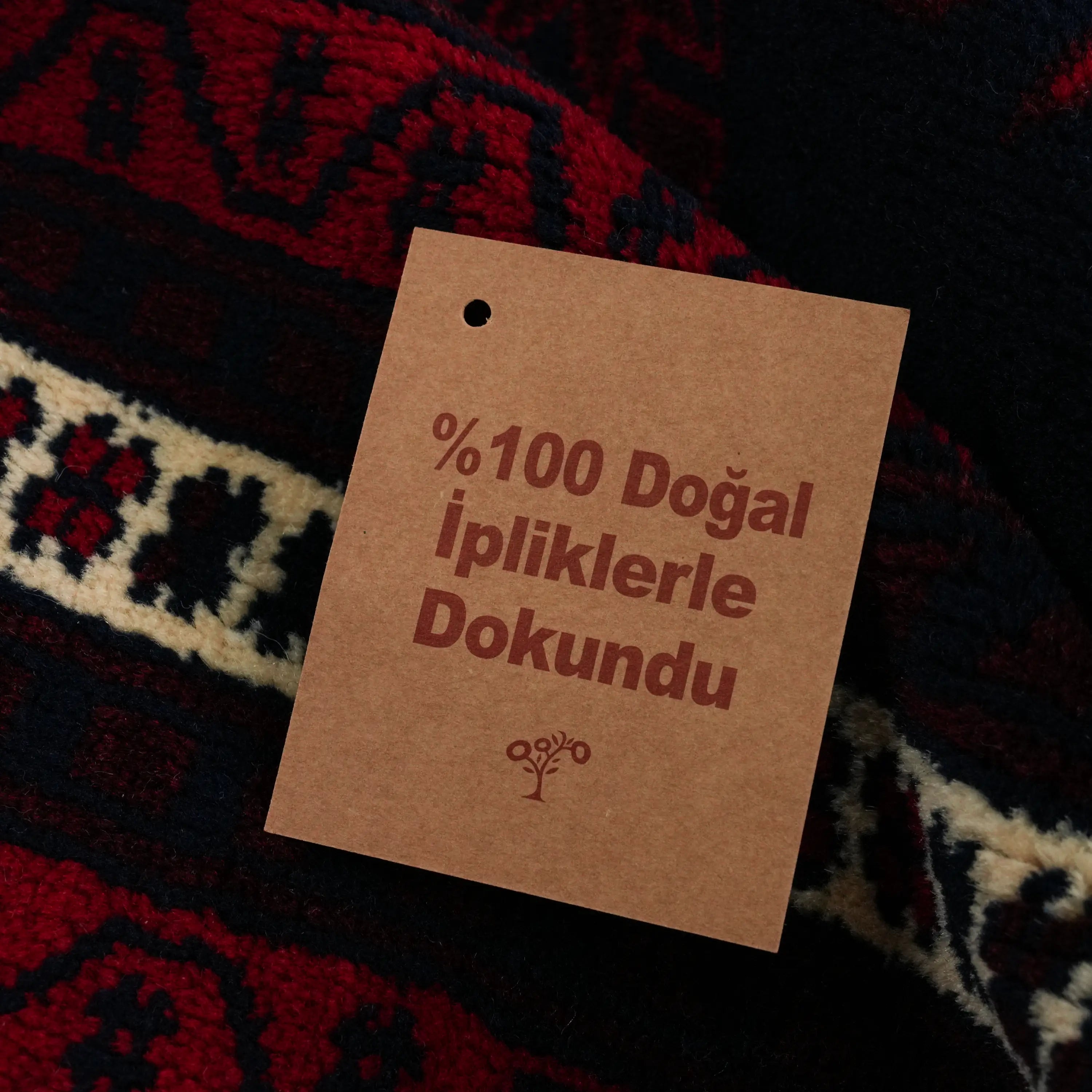 Handwoven Wool Yağcıbedir Patterned Navy Rug