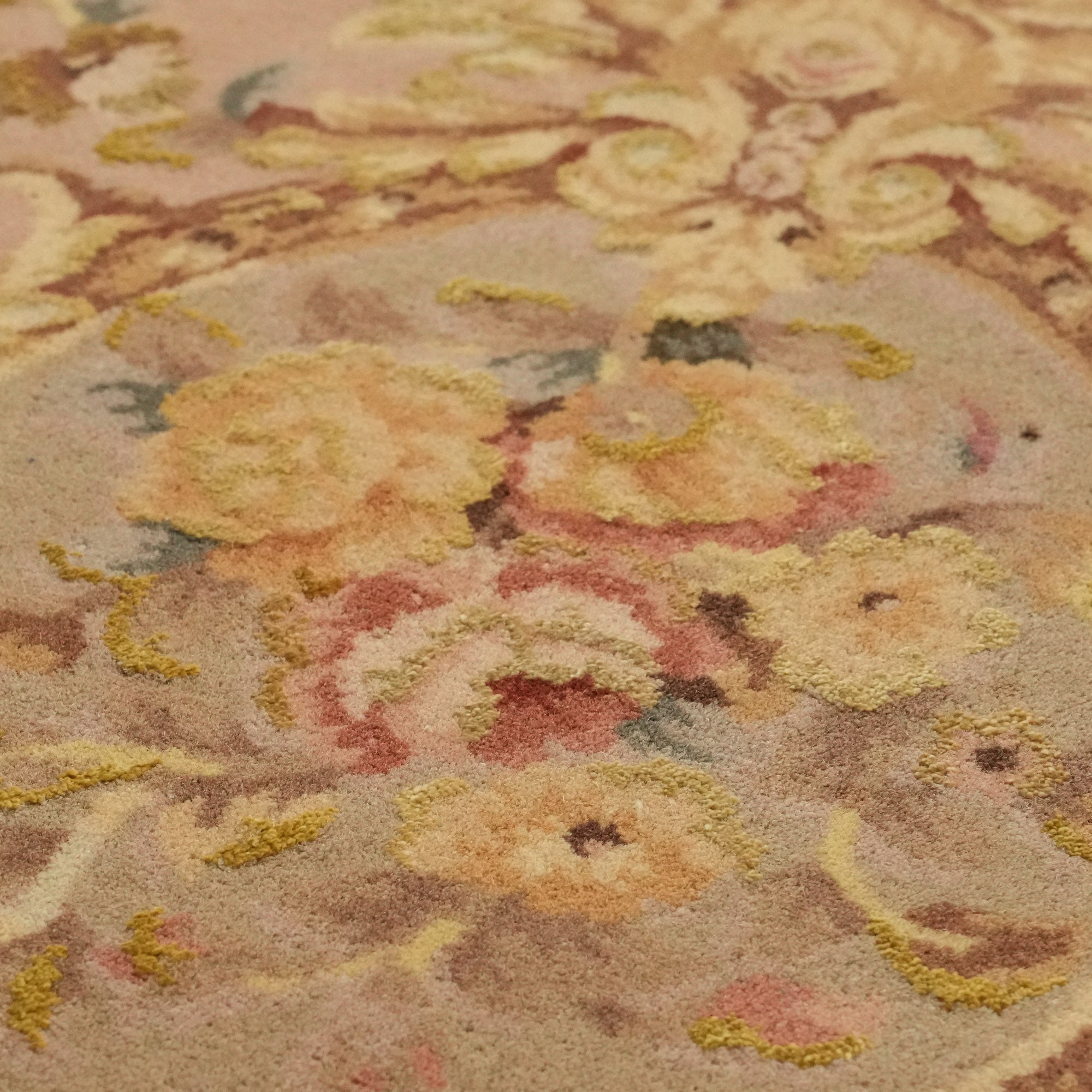 Hand Woven Frame Patterned Burgundy Wool Carpet