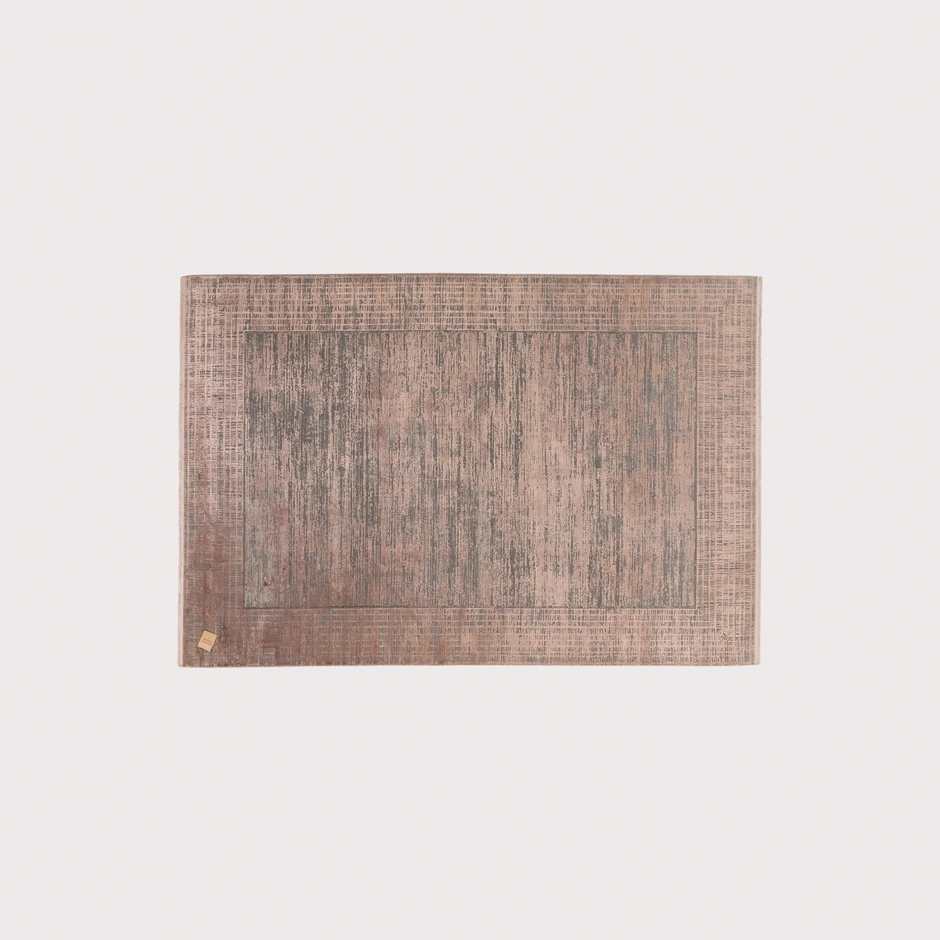 Fresco Dyed Series Framed Pattern Pink Viscose Rug