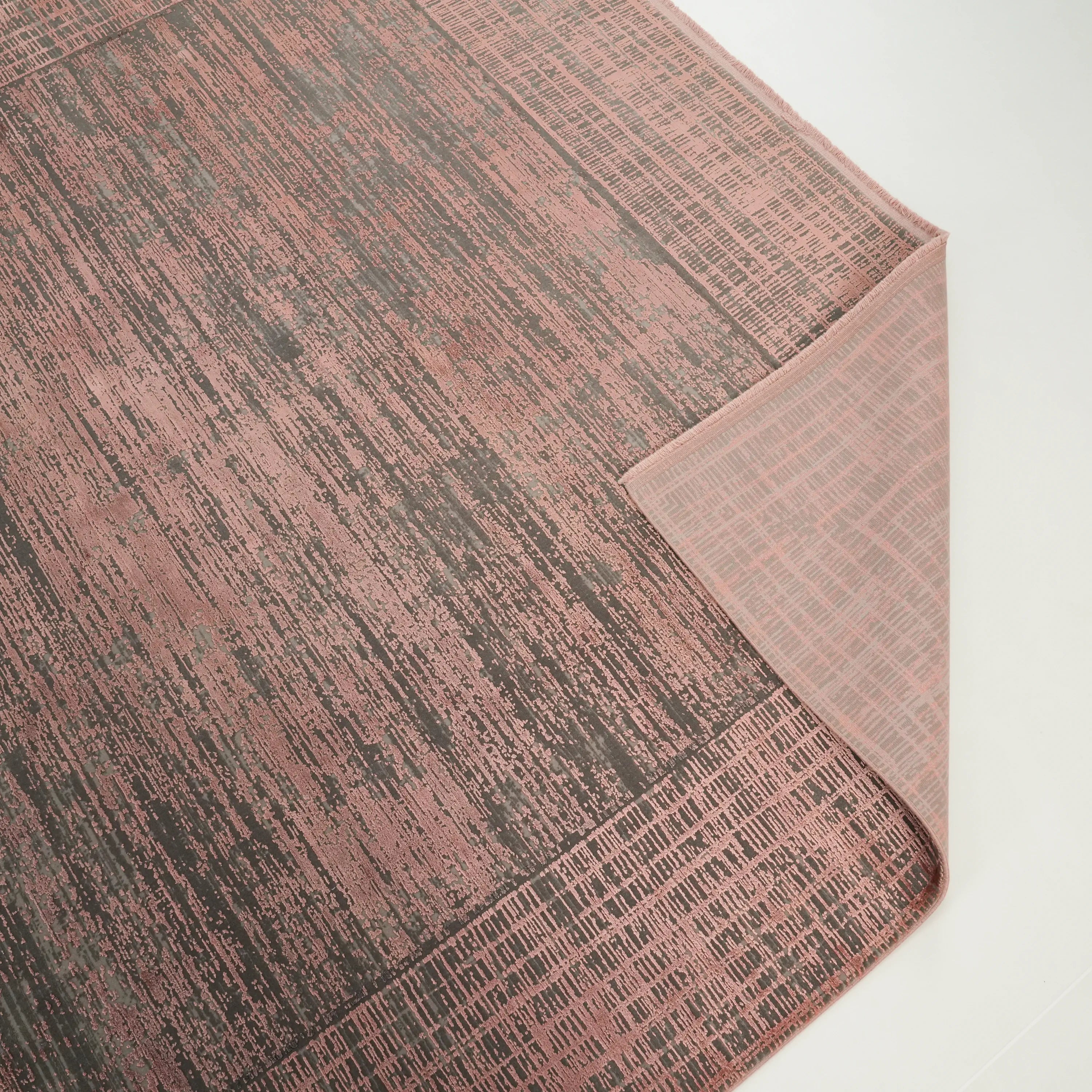 Fresco Dyed Series Framed Pattern Pink Viscose Rug