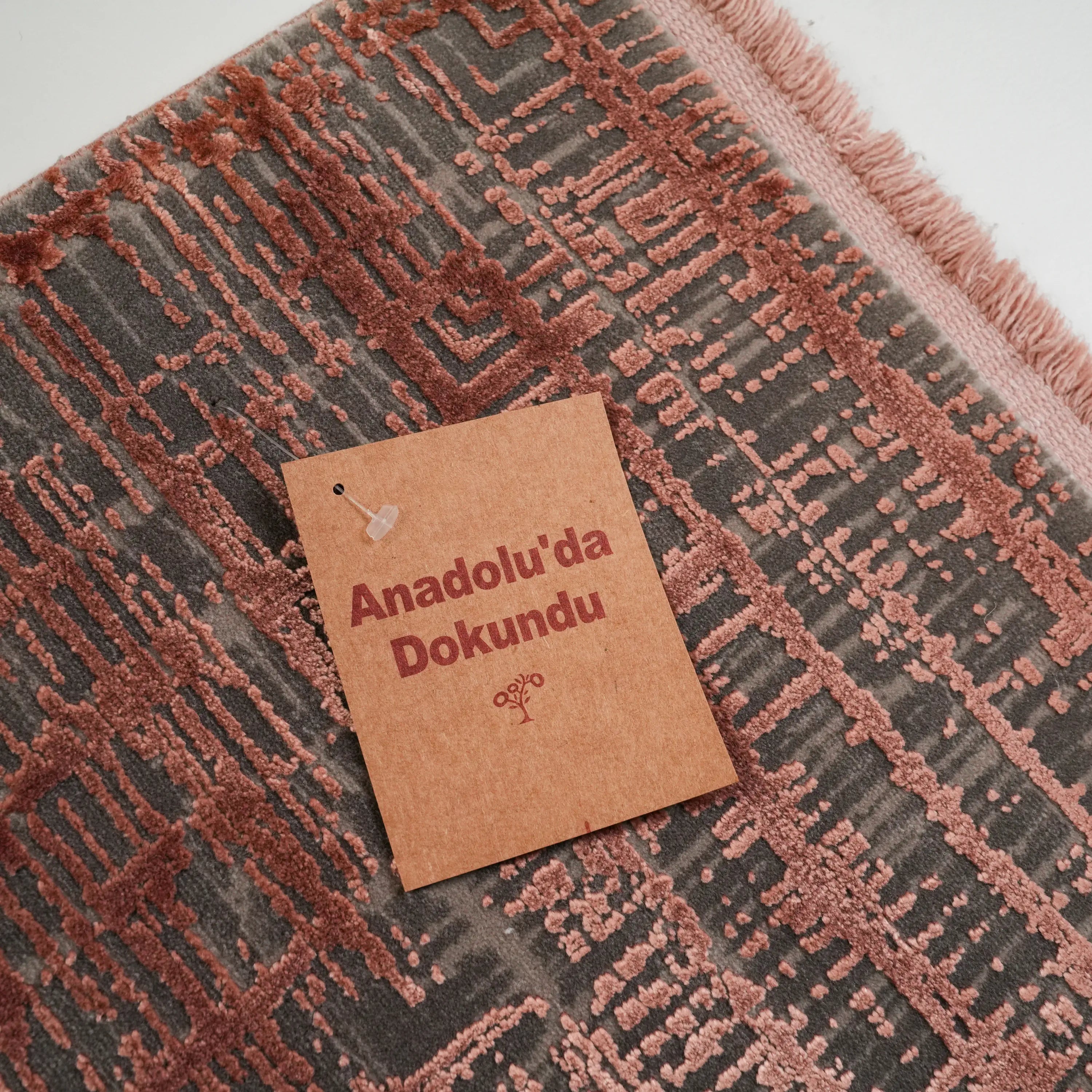 Fresco Dyed Series Framed Pattern Pink Viscose Rug