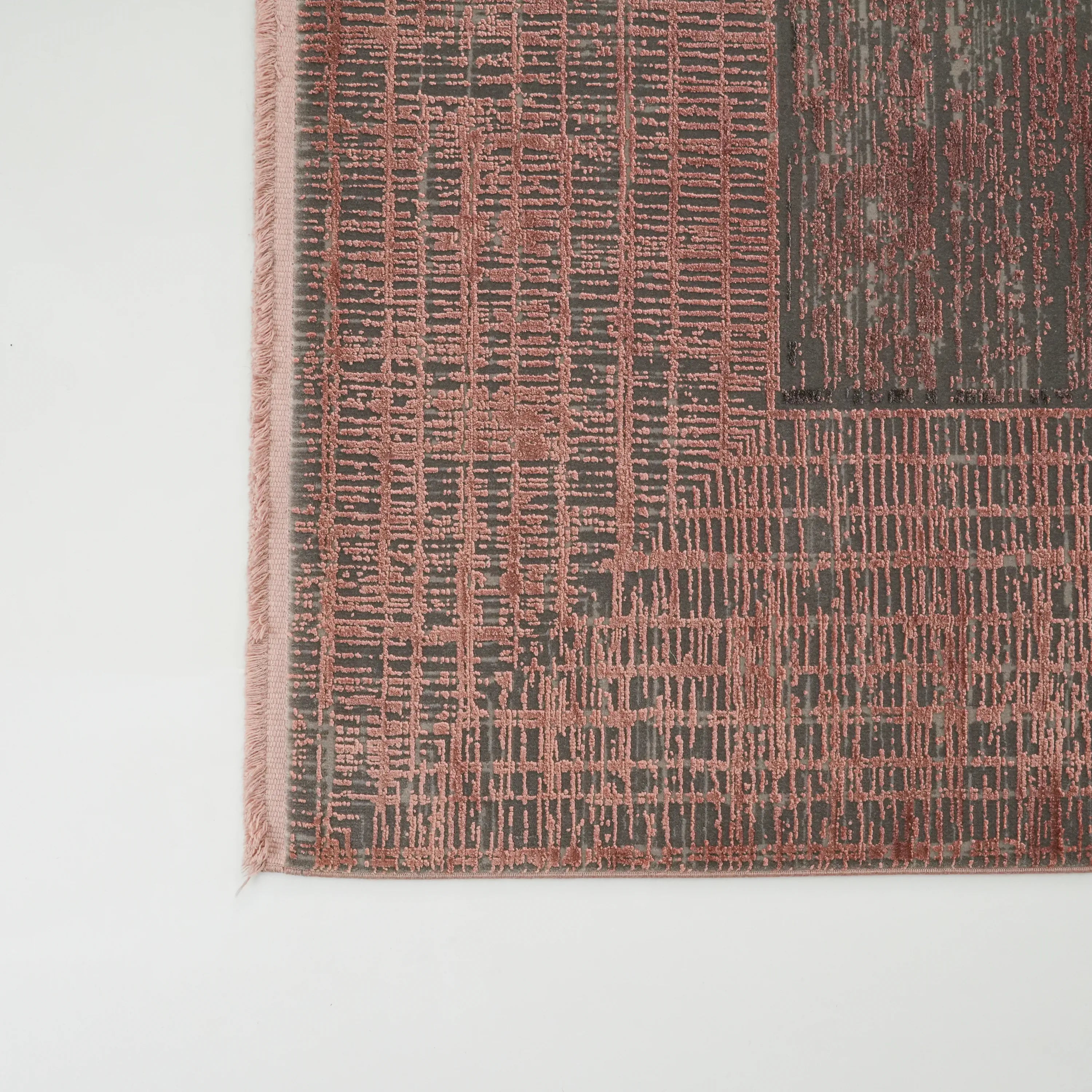 Fresco Dyed Series Framed Pattern Pink Viscose Rug