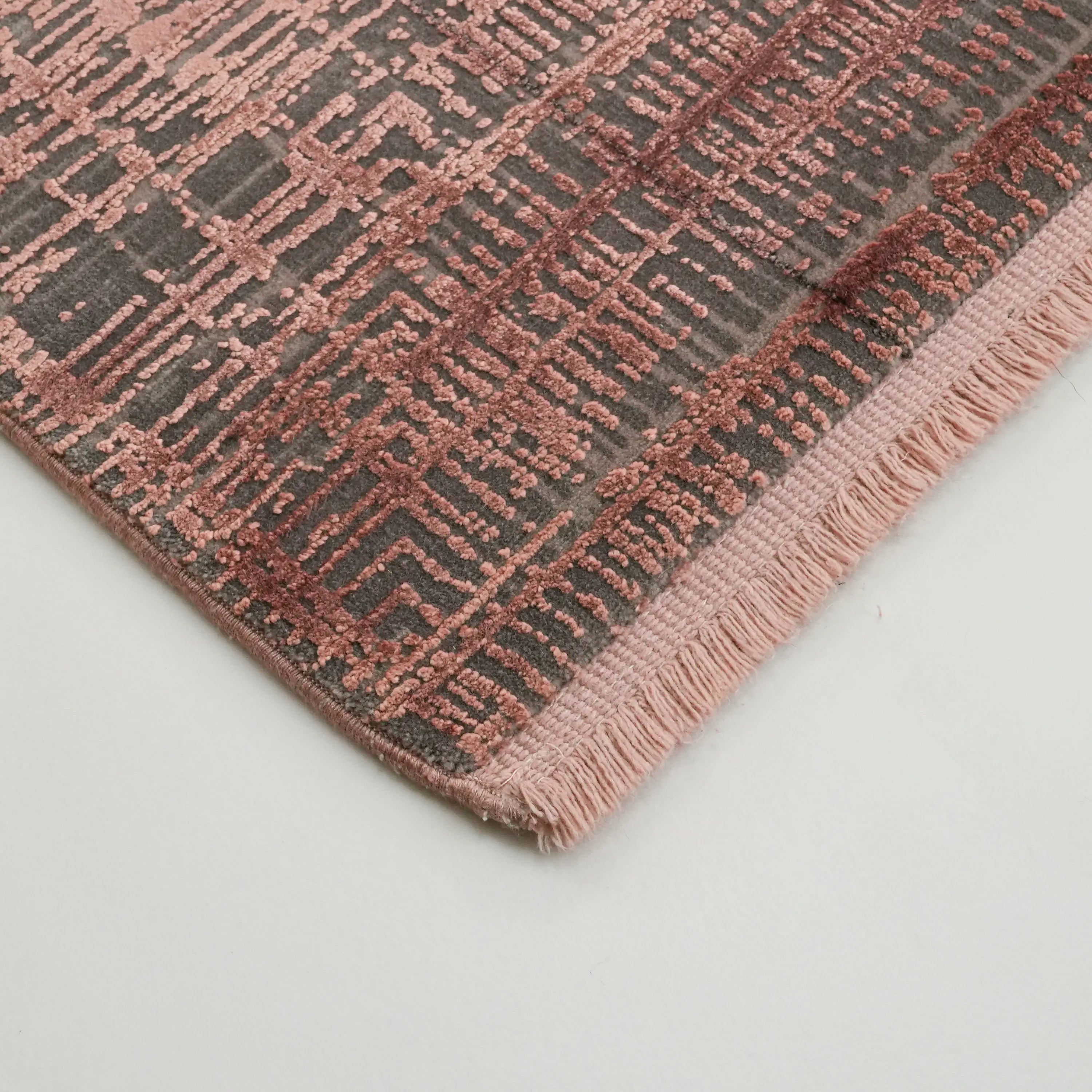 Fresco Dyed Series Framed Pattern Pink Viscose Rug