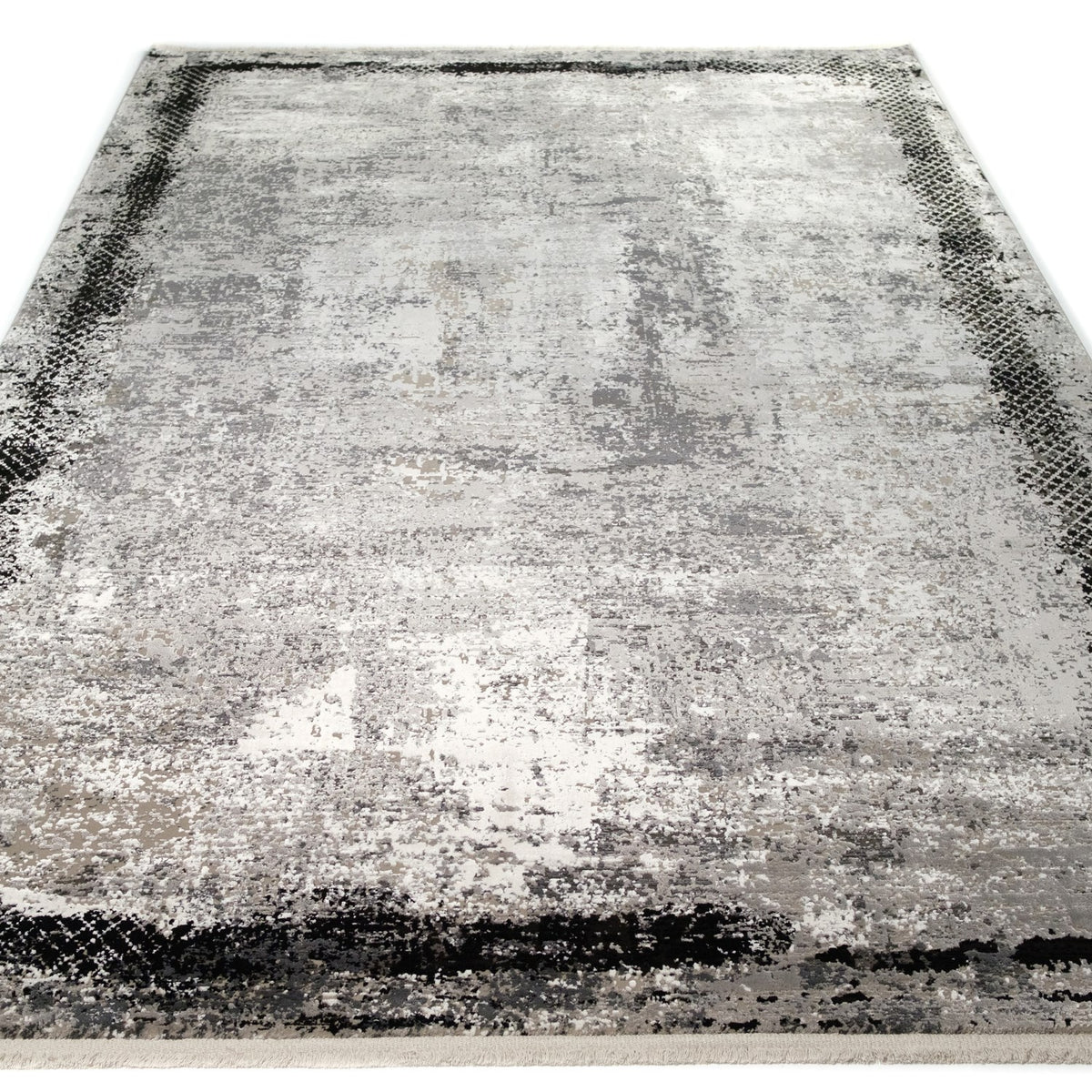 Fresco Serisi Makine Dokuma Soyut Desenli Gri Akrilik Halı — 160x230 cm