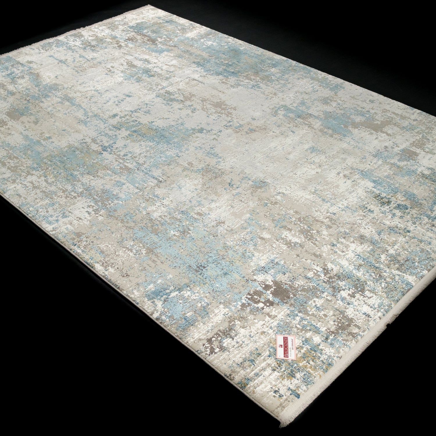 Fresco Series Machine Woven Abstract Pattern Blue Viscose Rug