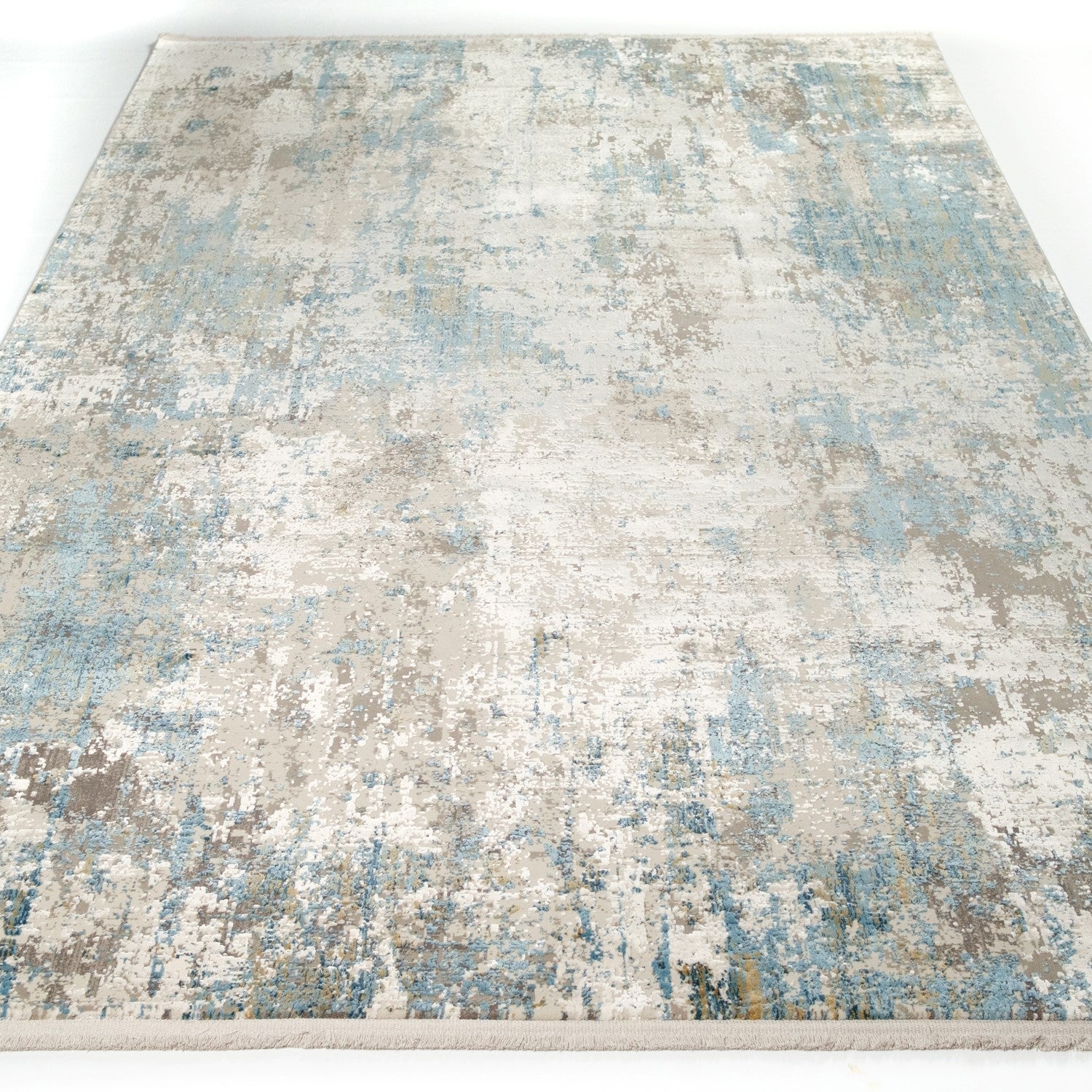 Fresco Series Machine Woven Abstract Pattern Blue Viscose Rug