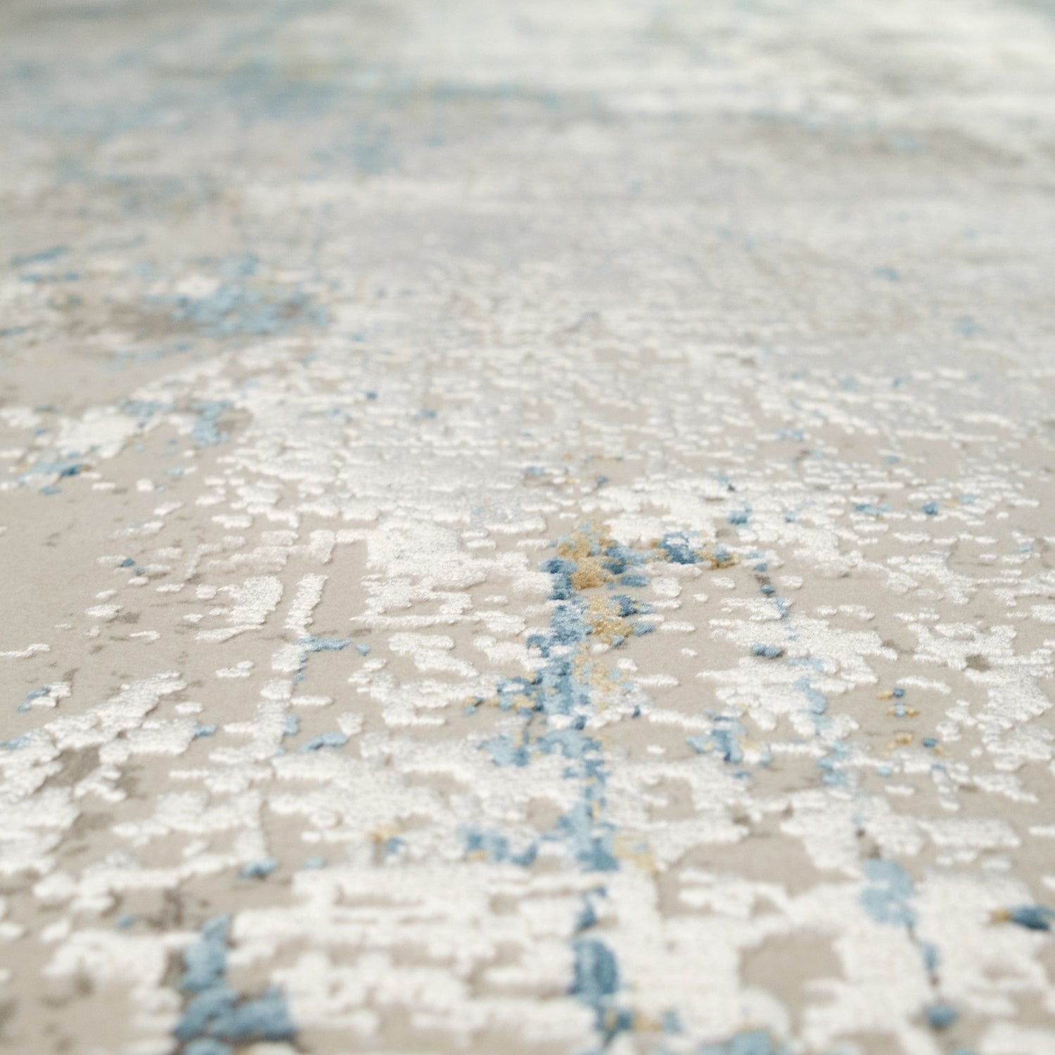 Fresco Series Machine Woven Abstract Pattern Blue Viscose Rug