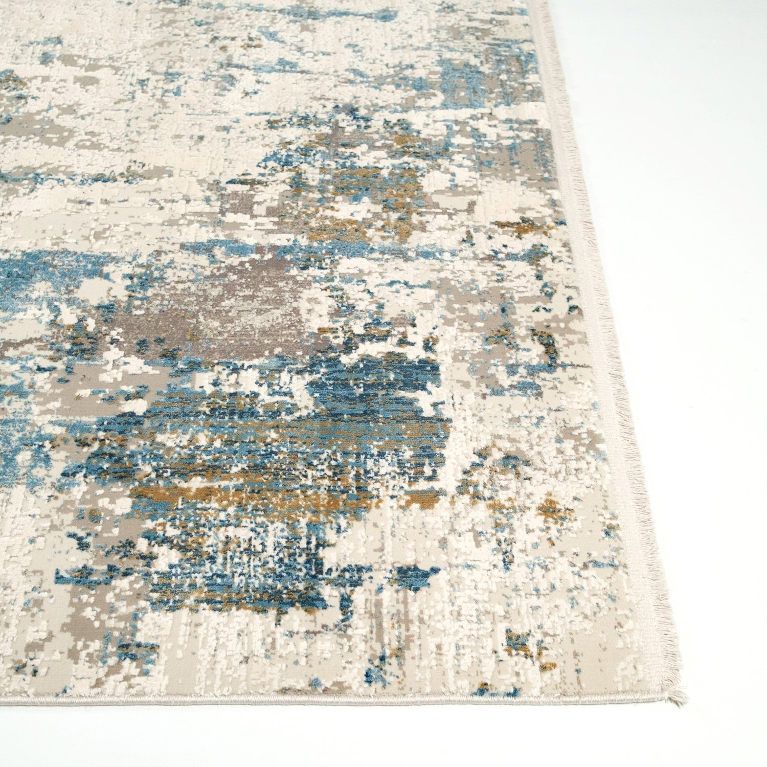 Fresco Series Machine Woven Abstract Pattern Blue Viscose Rug