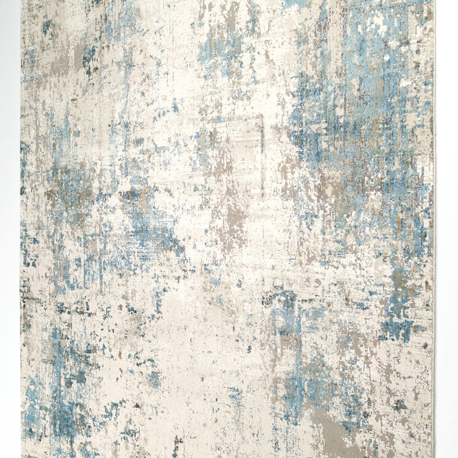 Fresco Series Machine Woven Abstract Pattern Blue Viscose Rug