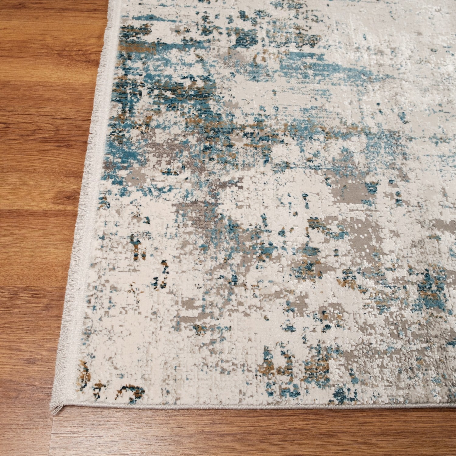 Fresco Series Machine Woven Abstract Pattern Blue Viscose Rug