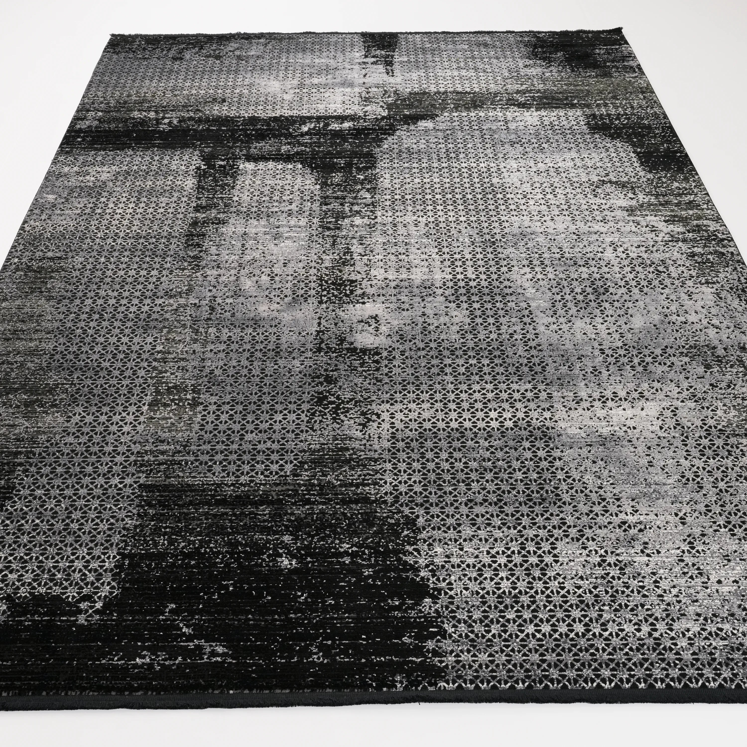 Fresco Serisi Makine Dokuma Soyut Desenli Siyah Halı