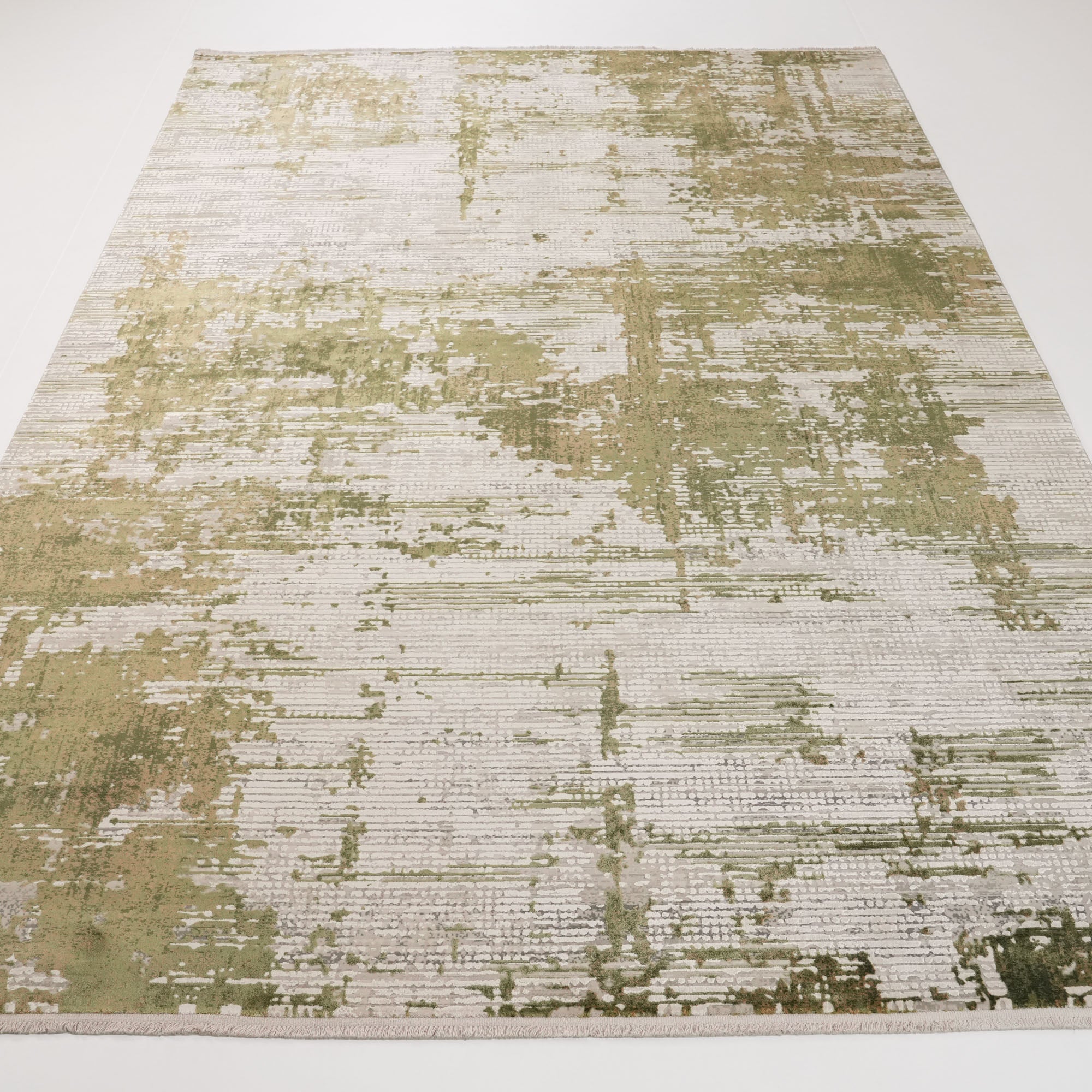 Fresco Serisi Makine Dokuma Soyut Desenli Yeşil Halı