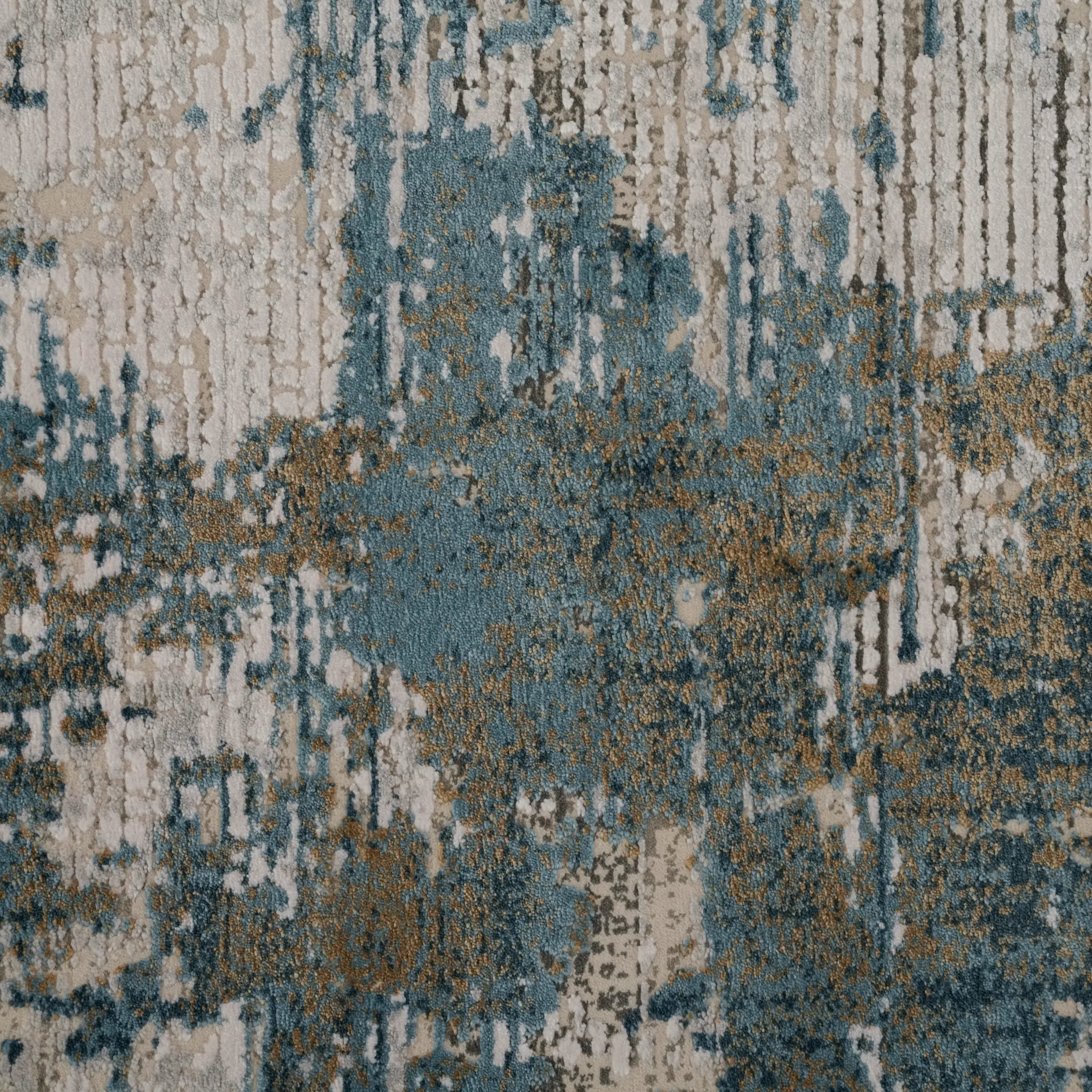 Fresco Series Abstract Patterned Blue Viscose Rug