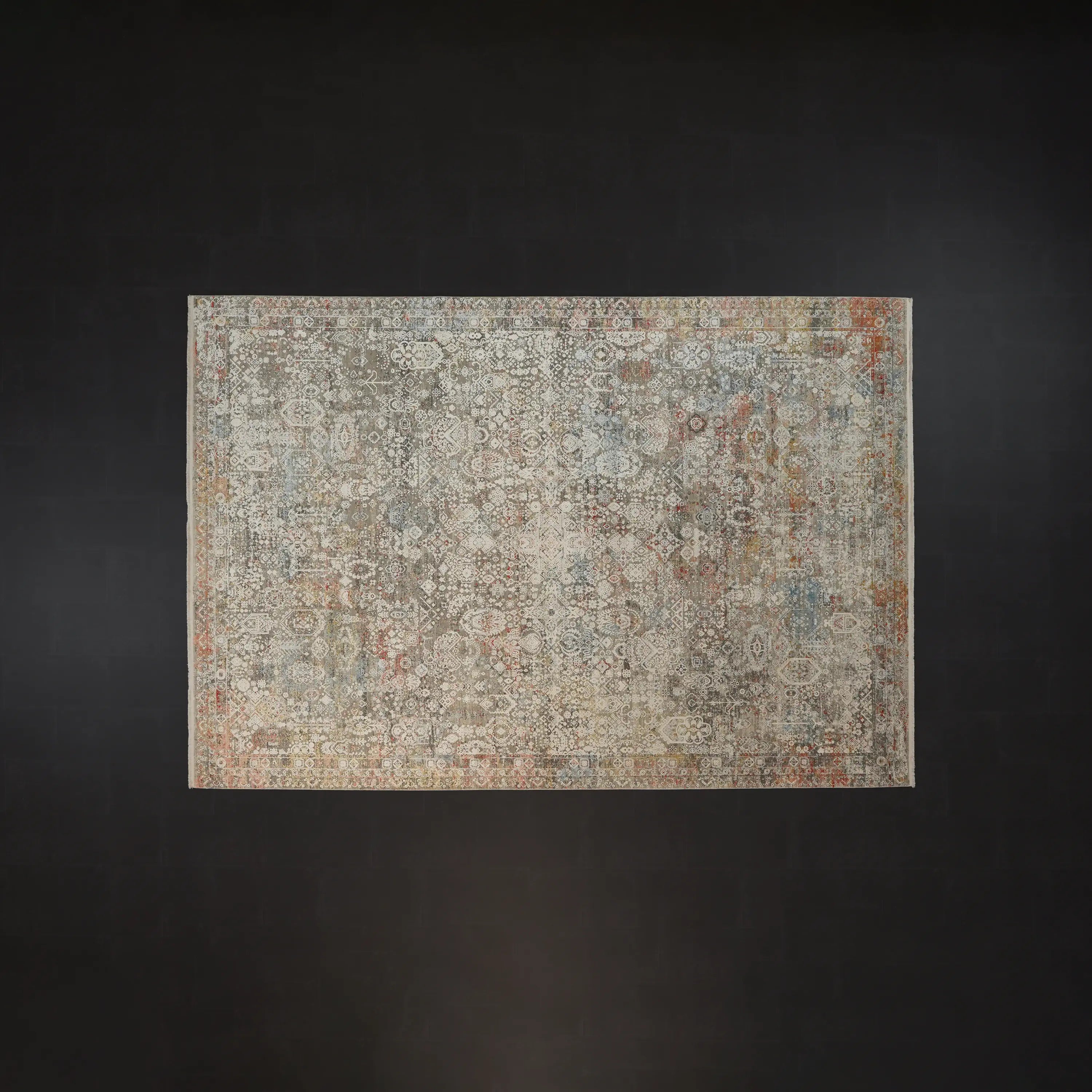Fresco Series Vintage Patterned Gray Viscose Rug