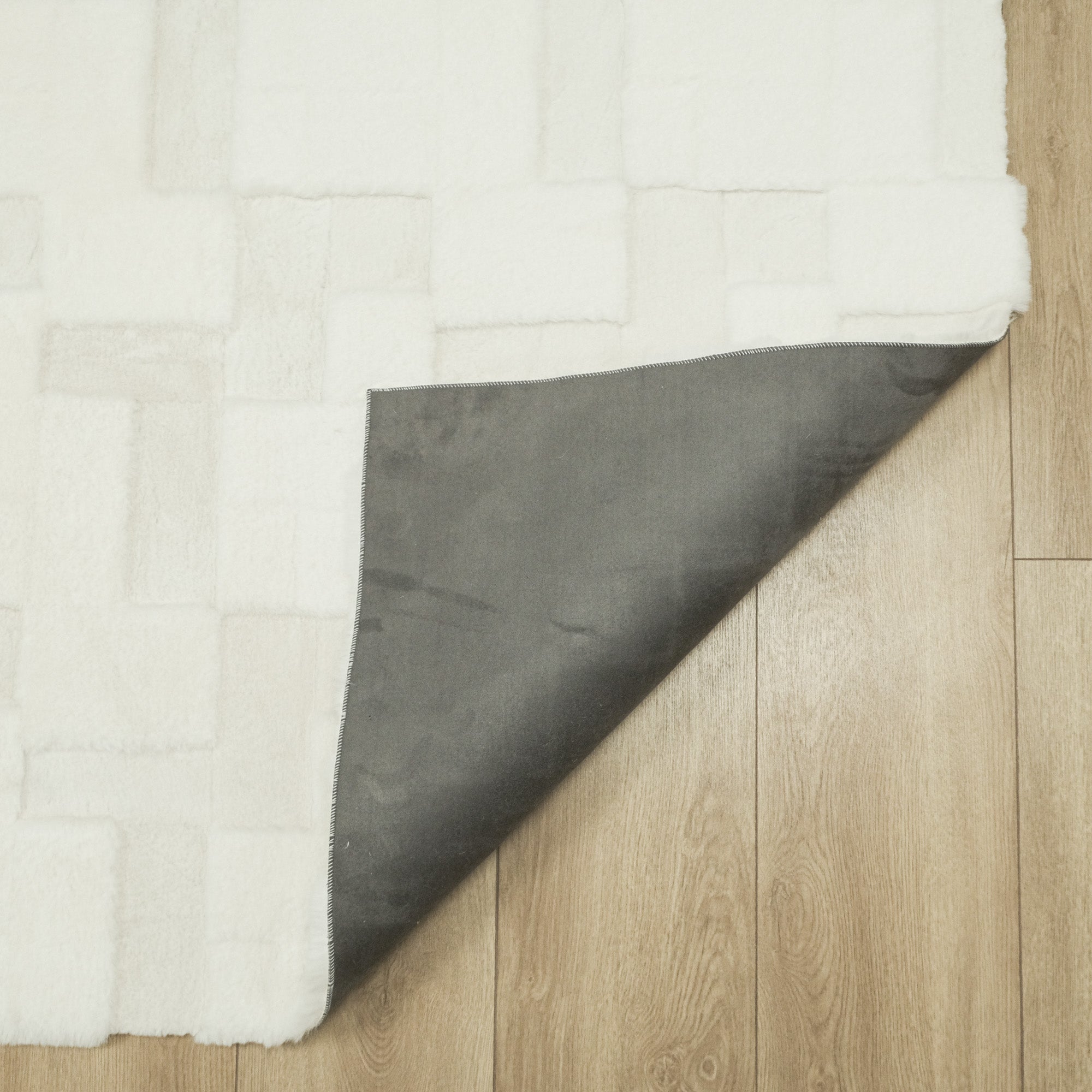 Geometric Patterned Plush Sheepskin Rug