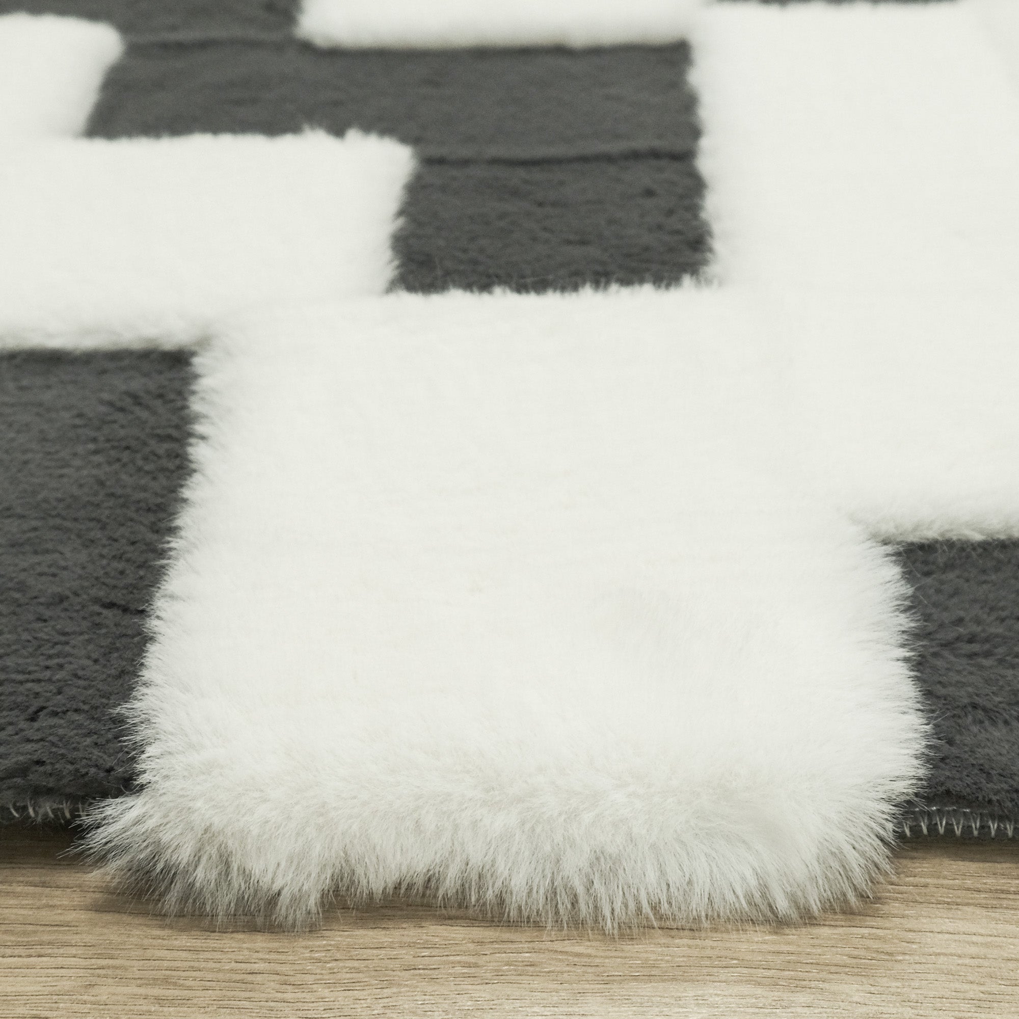 Geometric Patterned Plush Sheepskin Rug